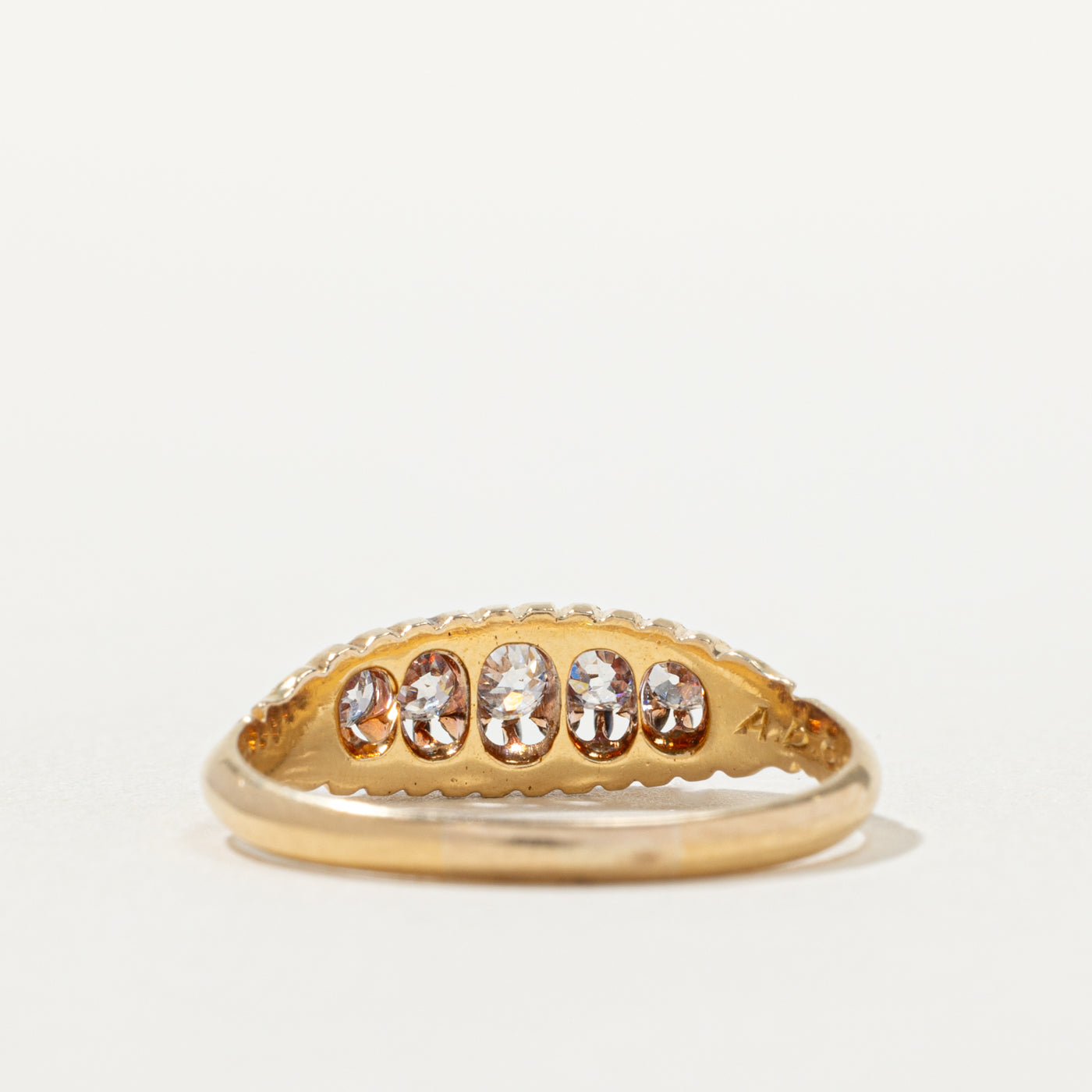 Edwardian 18k Five Stone Diamond Boat Ring | 0.36ctw | SZ 8