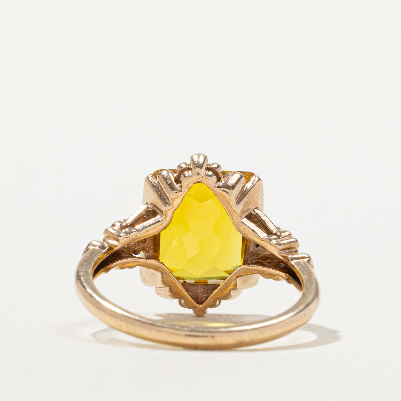 10k Synthetic Sapphire Floral Engraved Ring | 3.50ct | SZ 5.25
