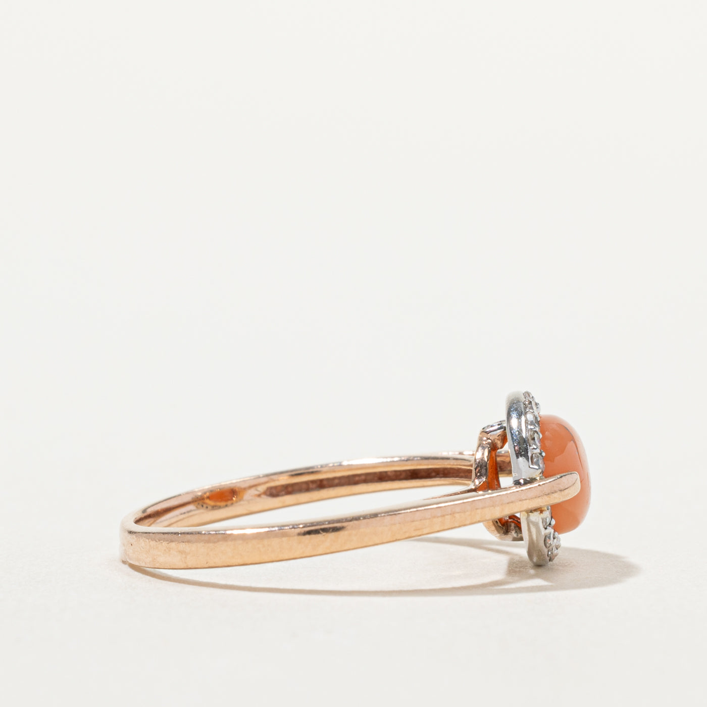 10k East West Cat's Eye and Diamond Halo Ring | 1.05ct, 0.13ctw | SZ 7.5