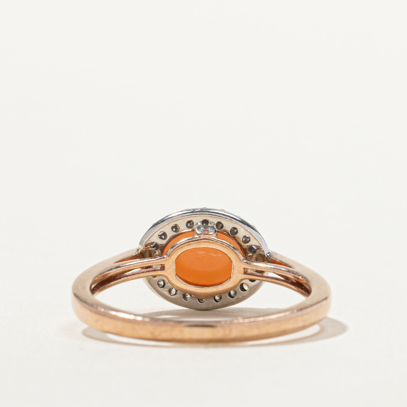 10k East West Cat's Eye and Diamond Halo Ring | 1.05ct, 0.13ctw | SZ 7.5