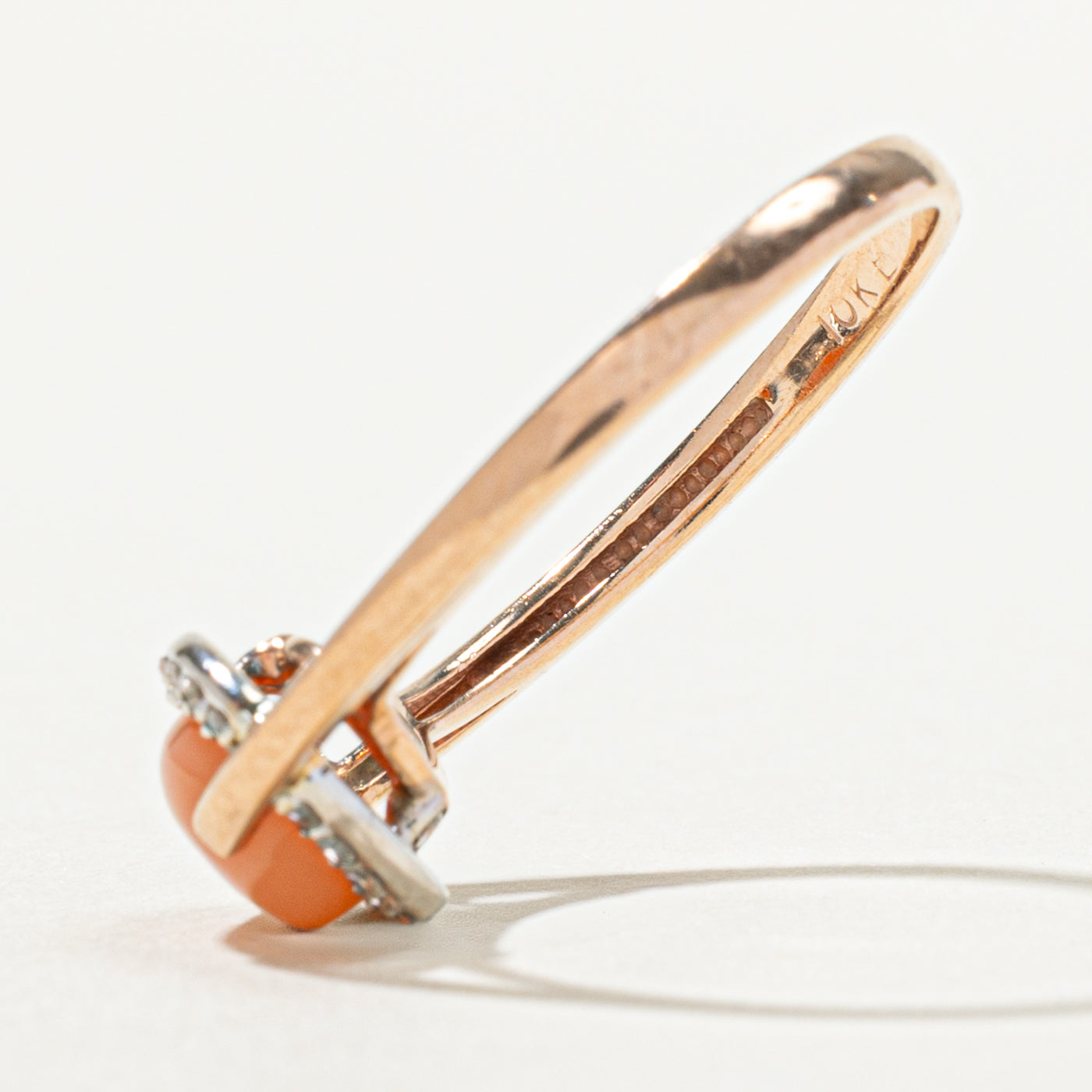 10k East West Cat's Eye and Diamond Halo Ring | 1.05ct, 0.13ctw | SZ 7.5