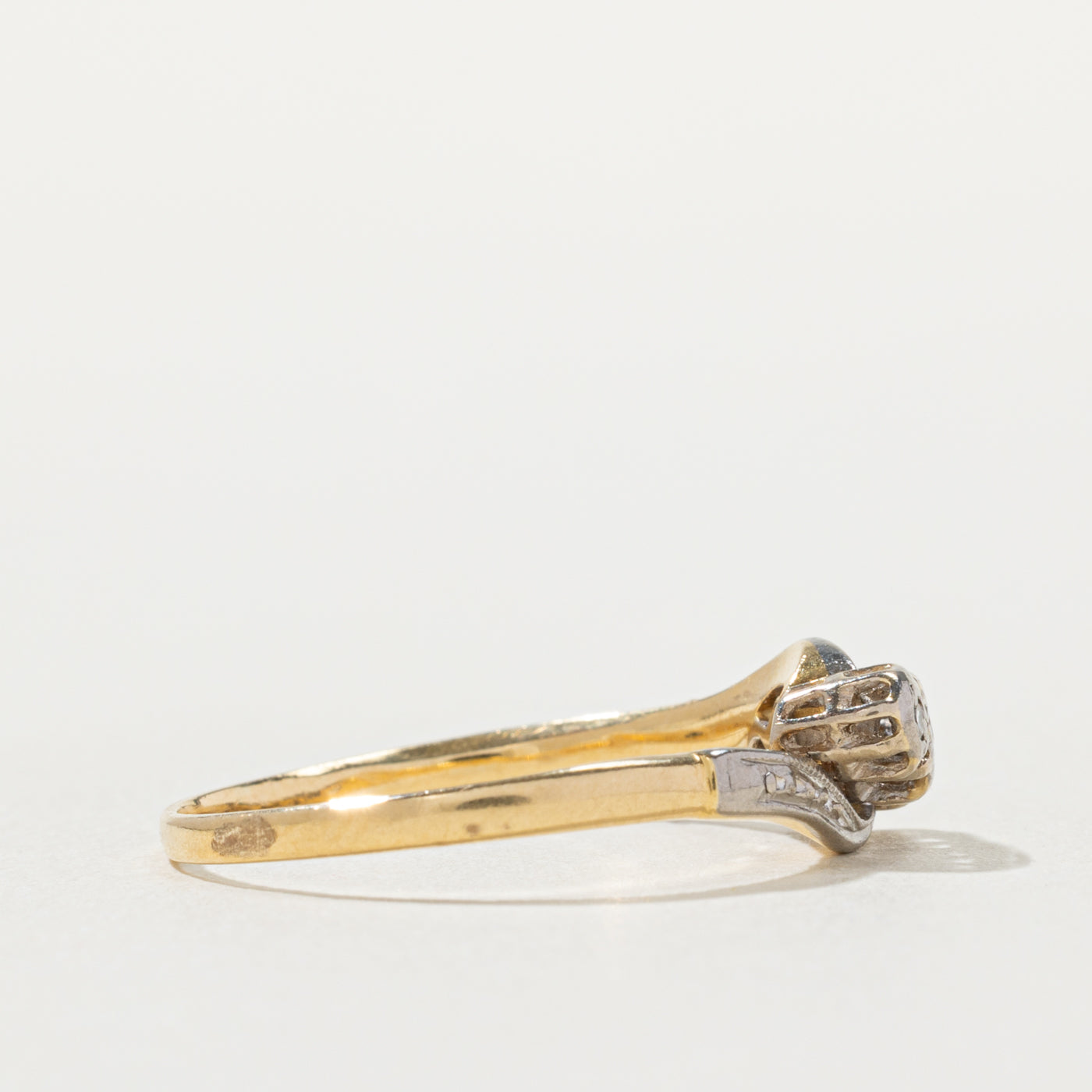18k Illusion Set Three Stone Diamond Bypass Ring | 0.03ctw | SZ 7.5