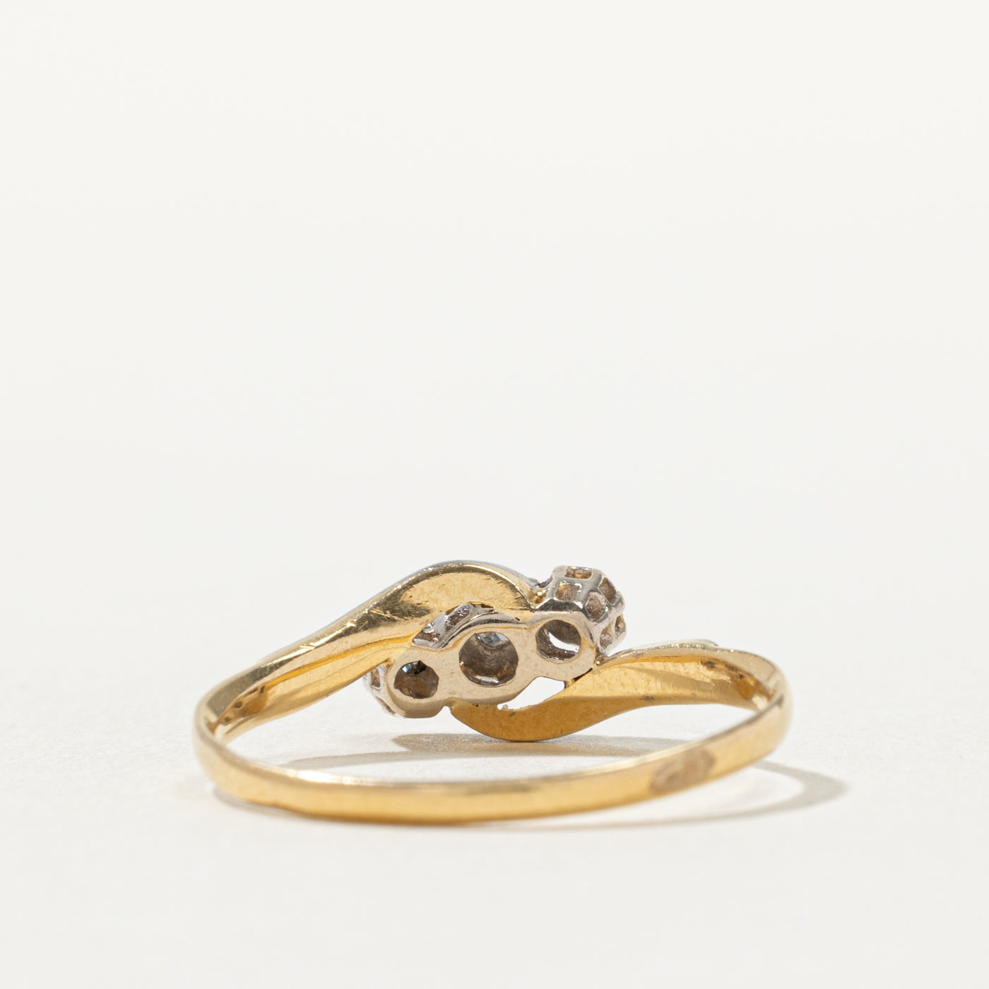 18k Illusion Set Three Stone Diamond Bypass Ring | 0.03ctw | SZ 7.5