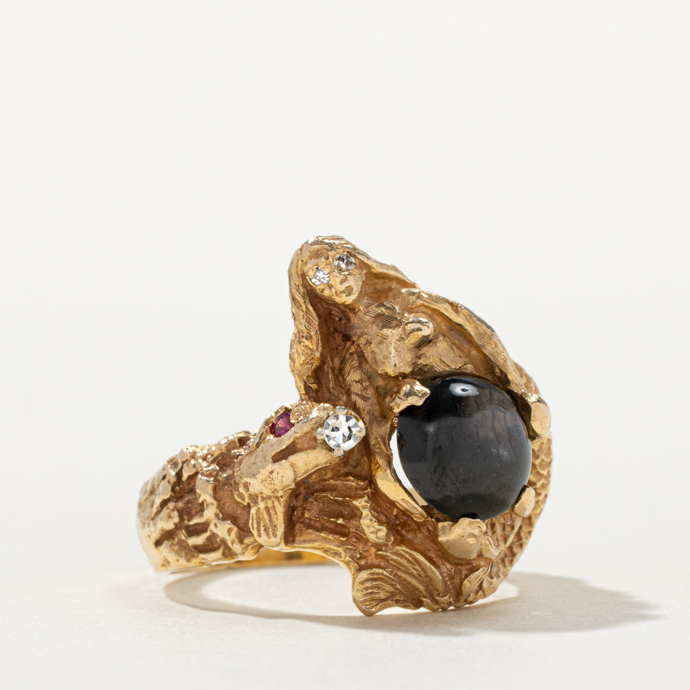 14k Star Sapphire & Diamond Mermaid Ring | 3.00ct, 0.02ctw | SZ 7.25