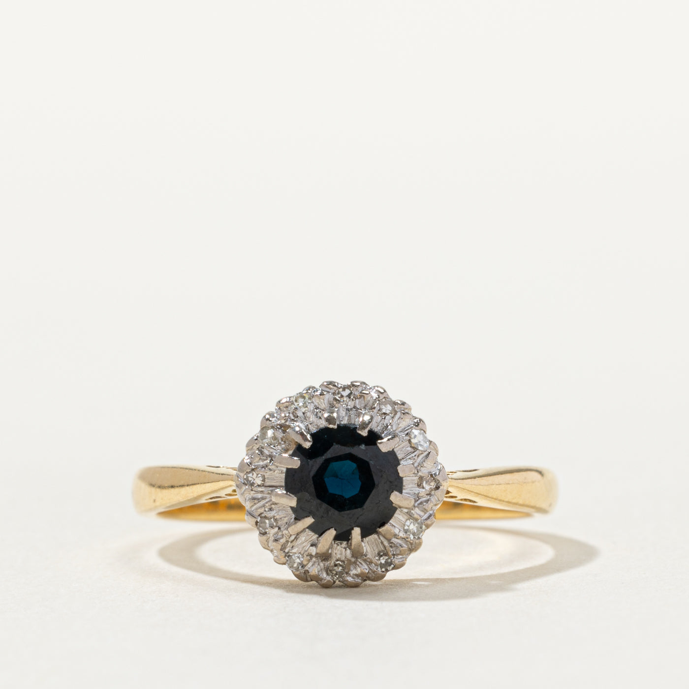 18k Sapphire & Diamond Halo Ring | 0.50ct, 0.06ctw | SZ 6.25