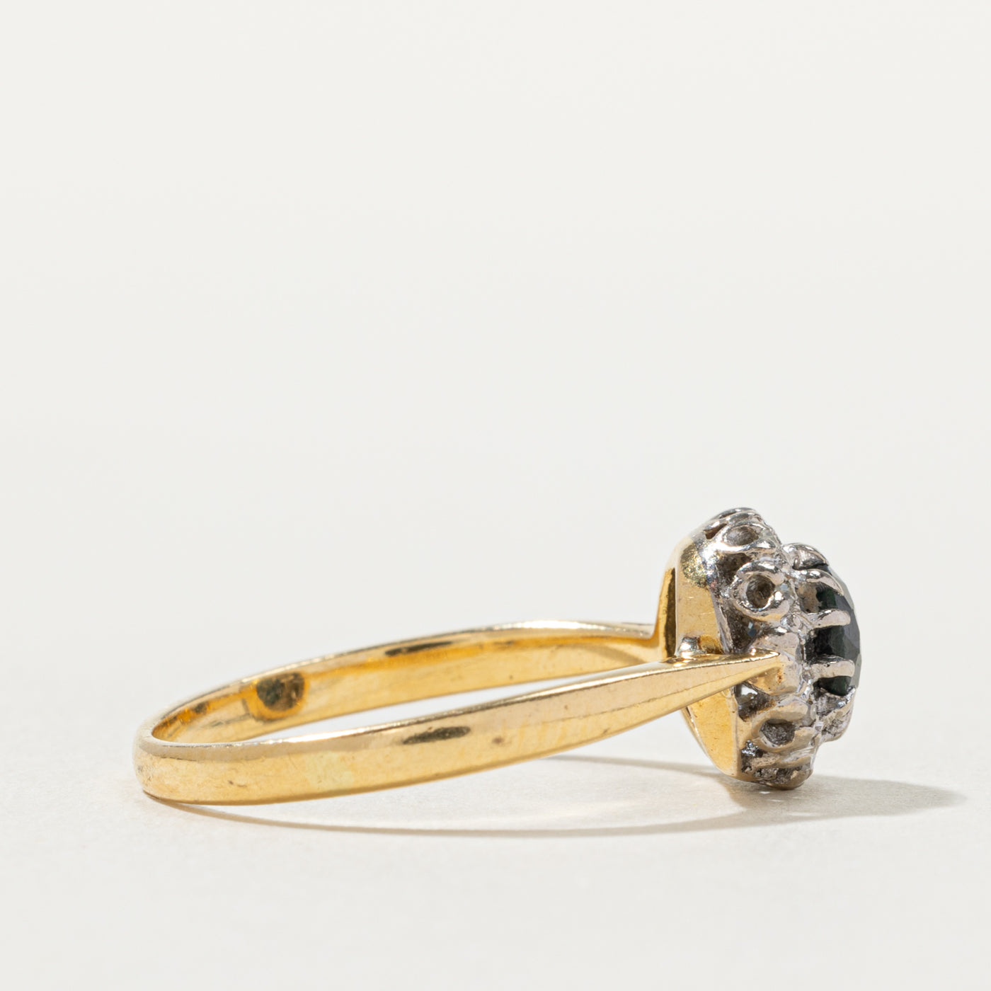 18k Sapphire & Diamond Halo Ring | 0.50ct, 0.06ctw | SZ 6.25