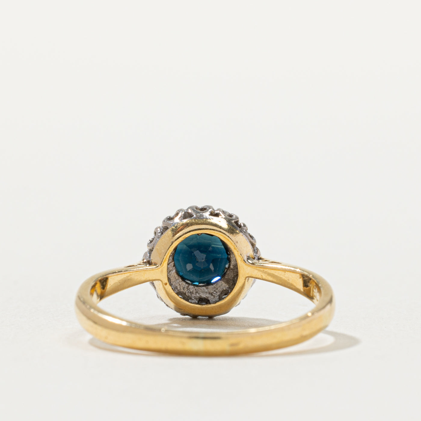 18k Sapphire & Diamond Halo Ring | 0.50ct, 0.06ctw | SZ 6.25