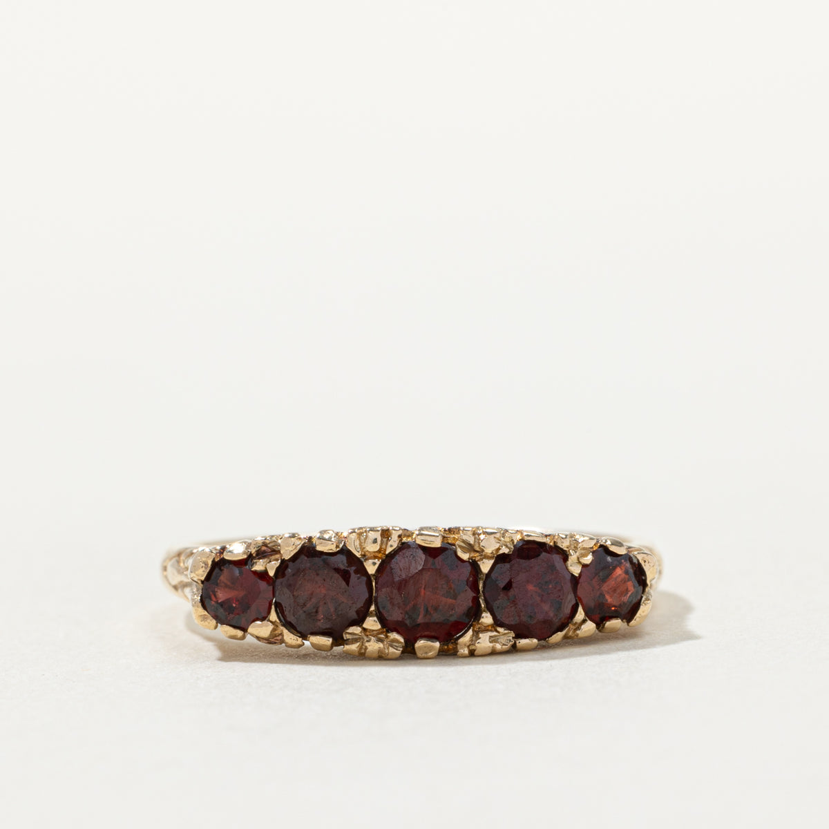 9k Five Stone Garnet Ring | 1.00ctw | SZ 8.25