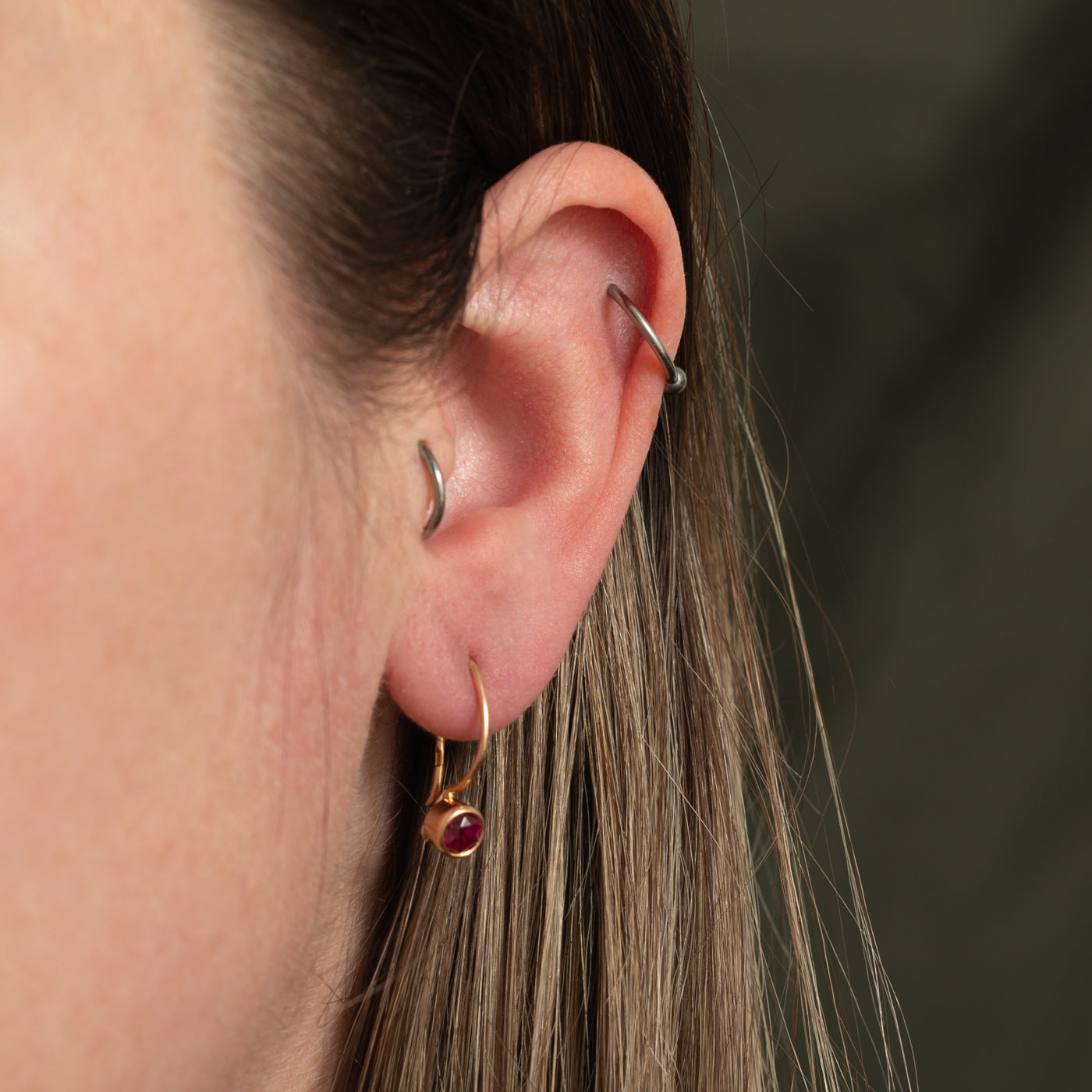 1977 Odesa Synthetic Ruby Drop Earrings | 0.70ctw