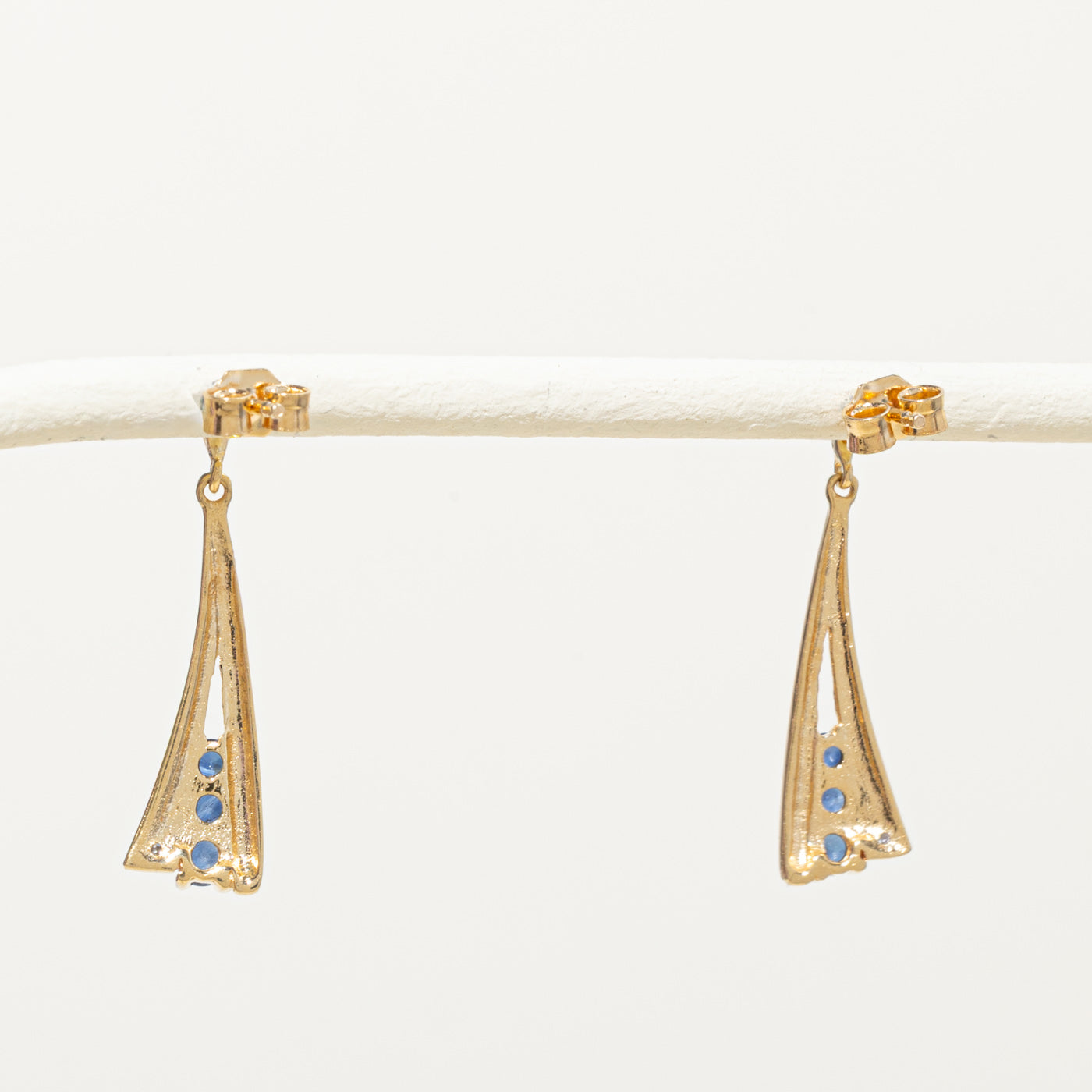 18k Sapphire & Diamond Geometric Drop Earrings | 0.20ctw, 0.01ctw