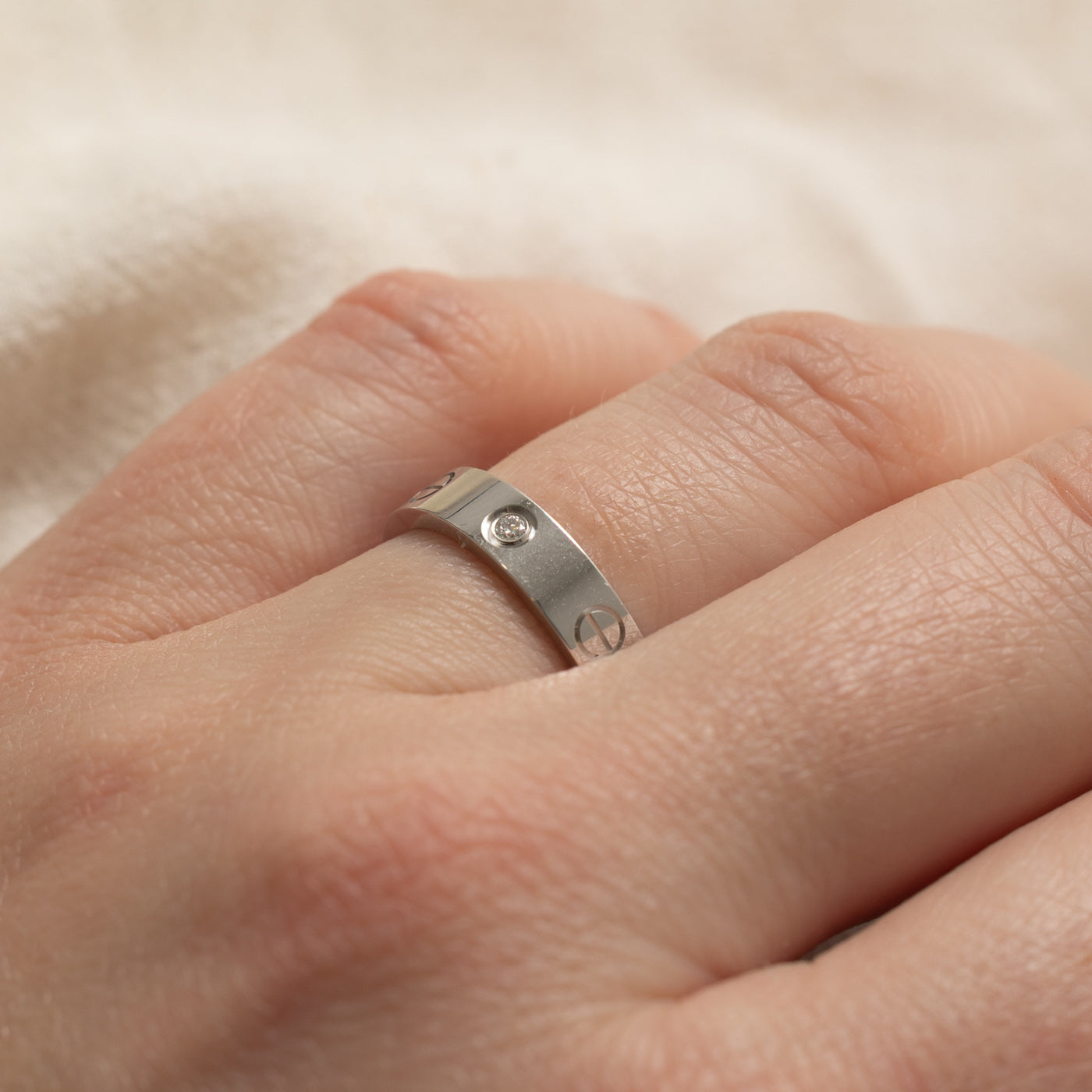 'Cartier' Love Ring, Small Model, 1 Diamond | 4mm | 0.02ct | SZ 6.25