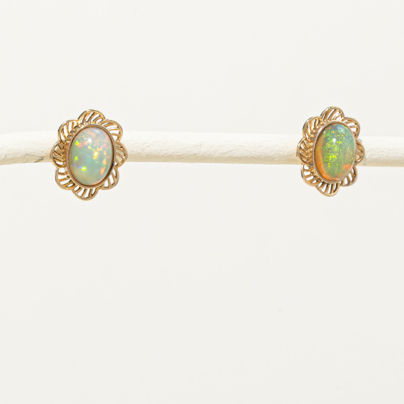 14k Opal Floral Stud Earrings | 2.20ctw