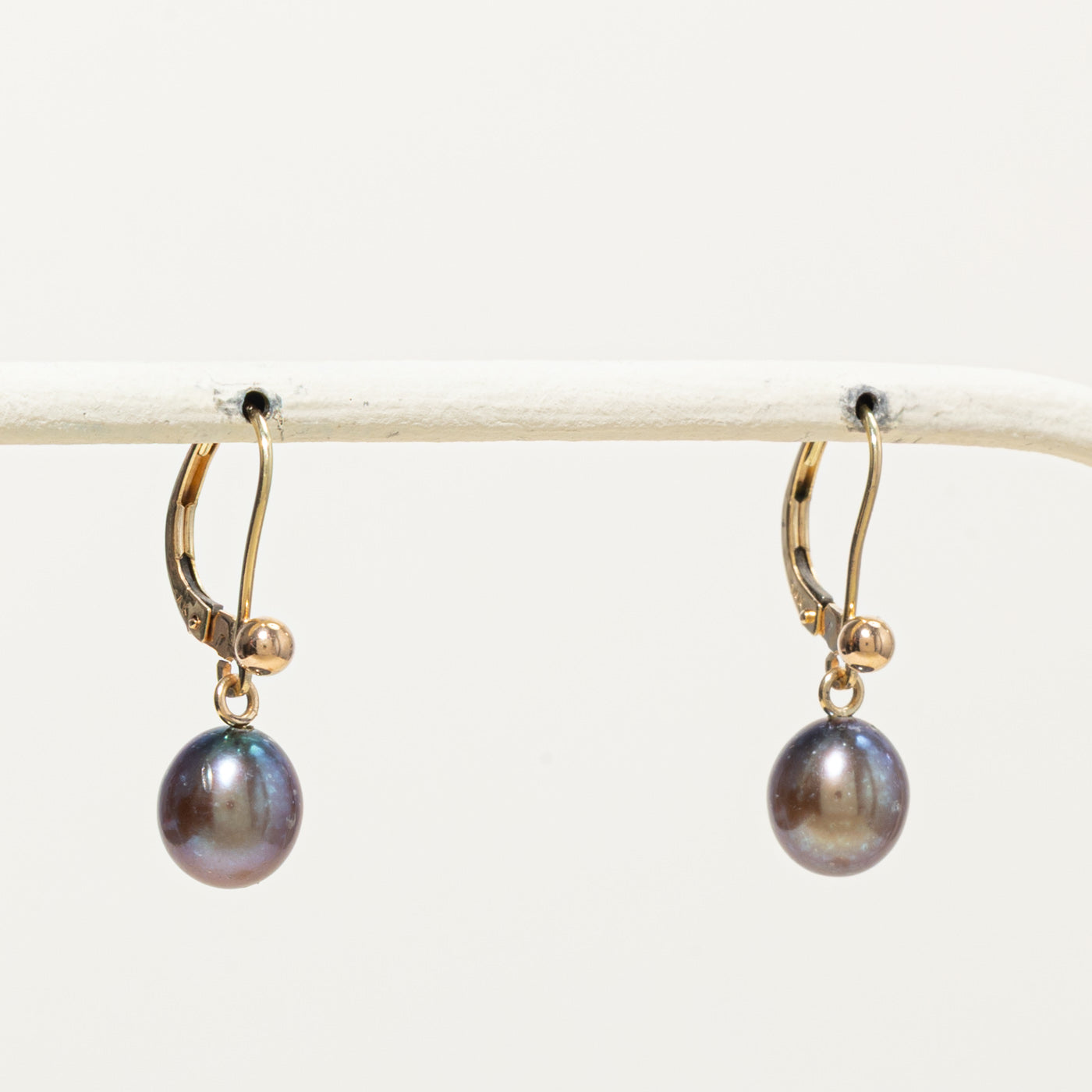 14k Black Pearl Drop Earrings