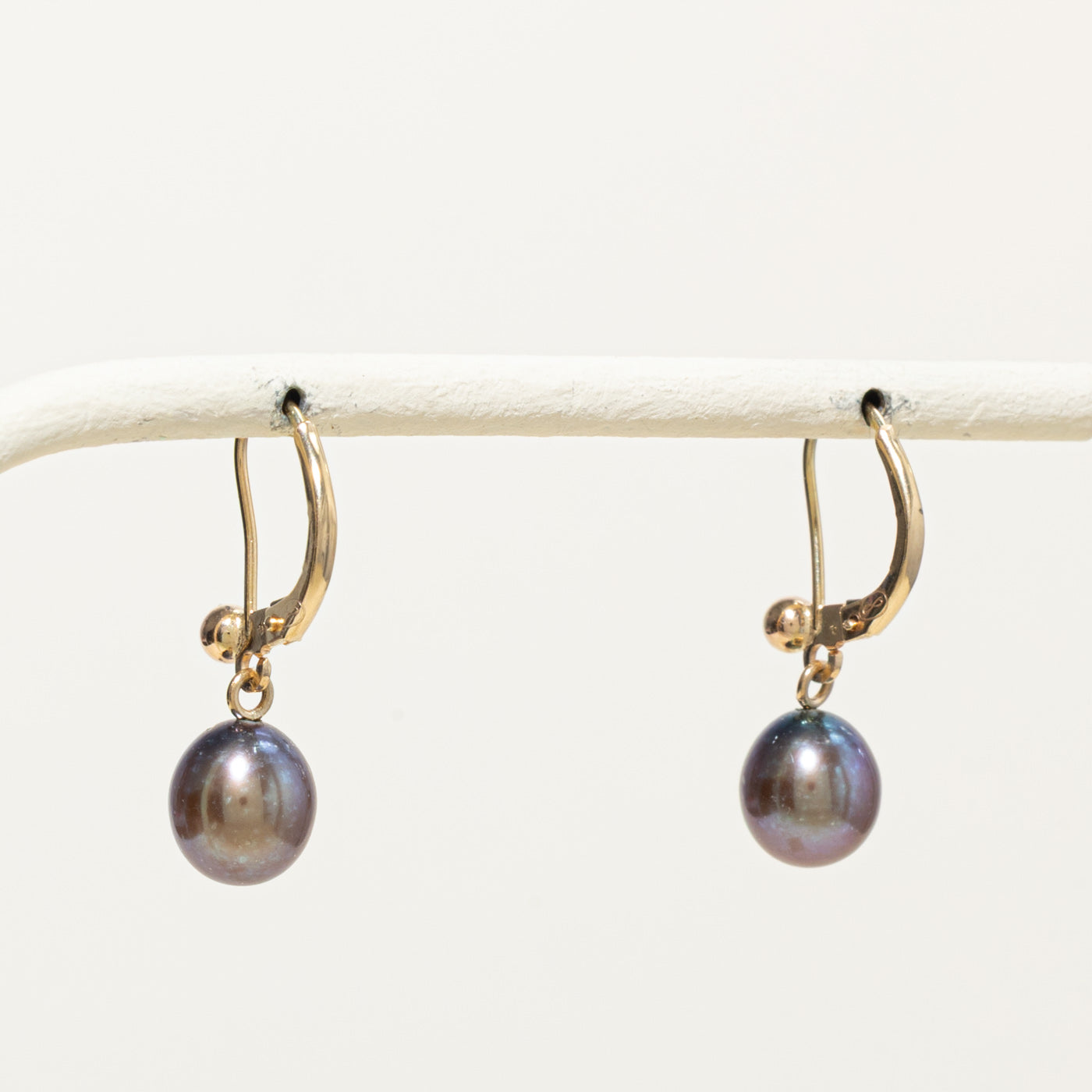 14k Black Pearl Drop Earrings