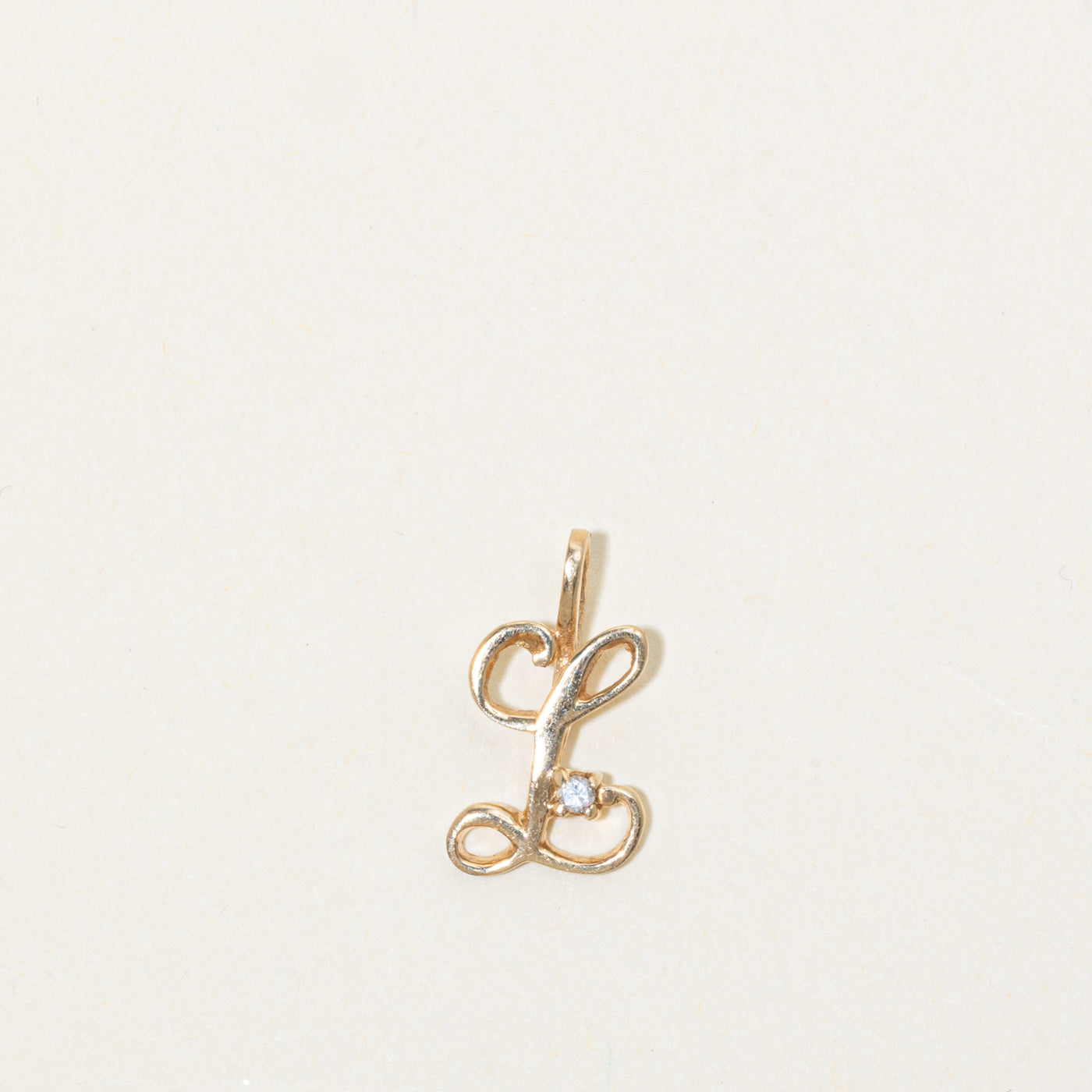 9k Diamond "L" Initial Charm