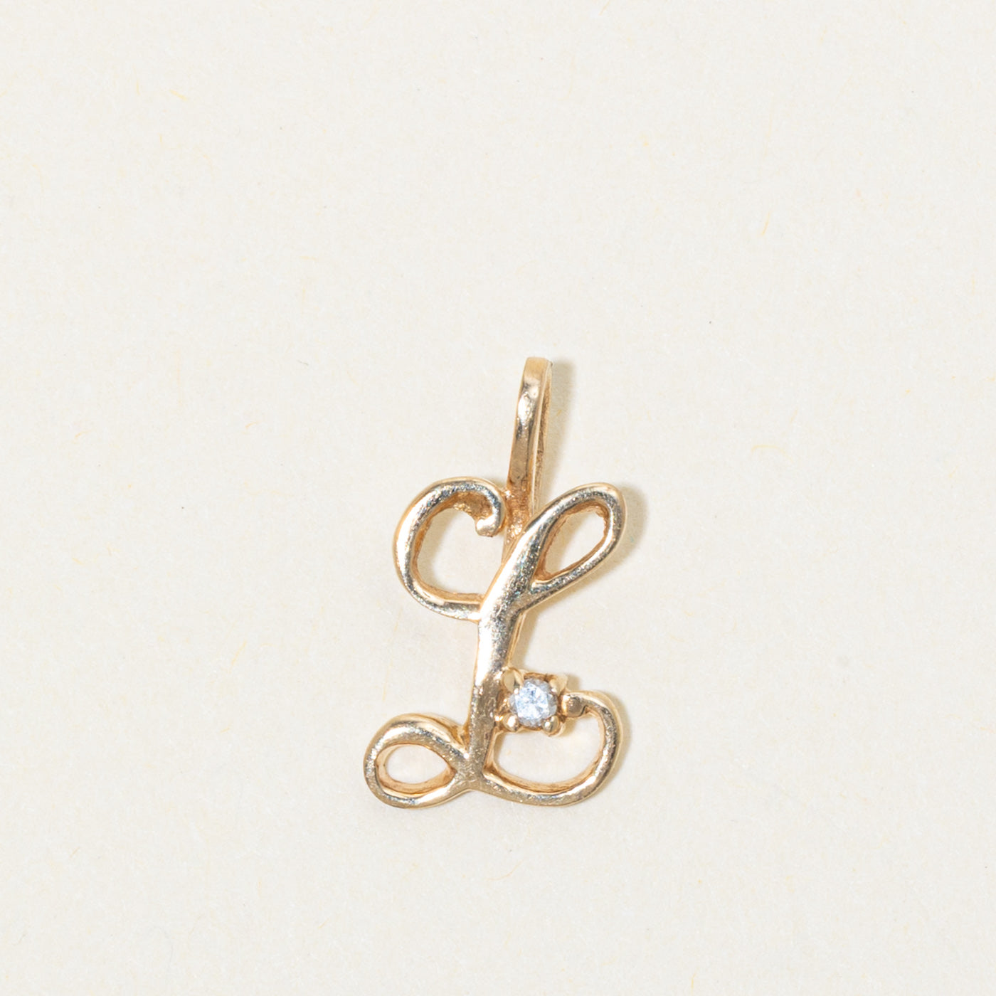 9k Diamond "L" Initial Charm