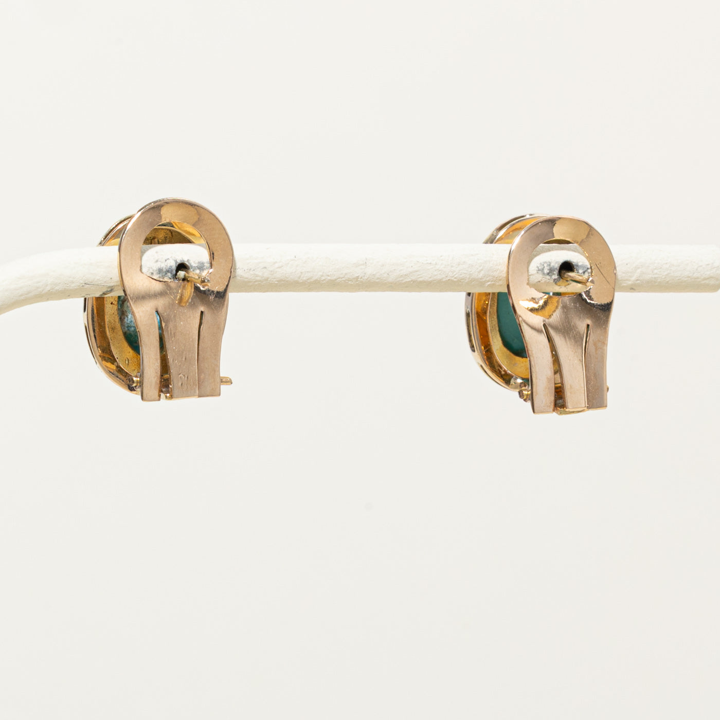 14k Retro Turquoise Bezel Set Earrings | 4.56ctw