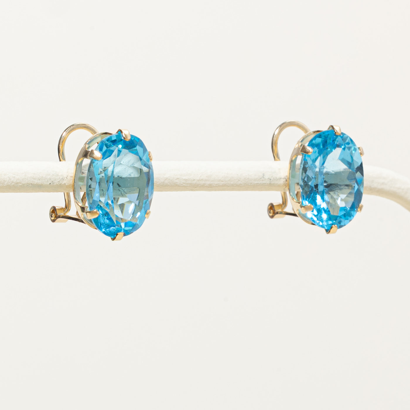 14k Oval Cut Topaz Stud Earrings | 13.00ctw