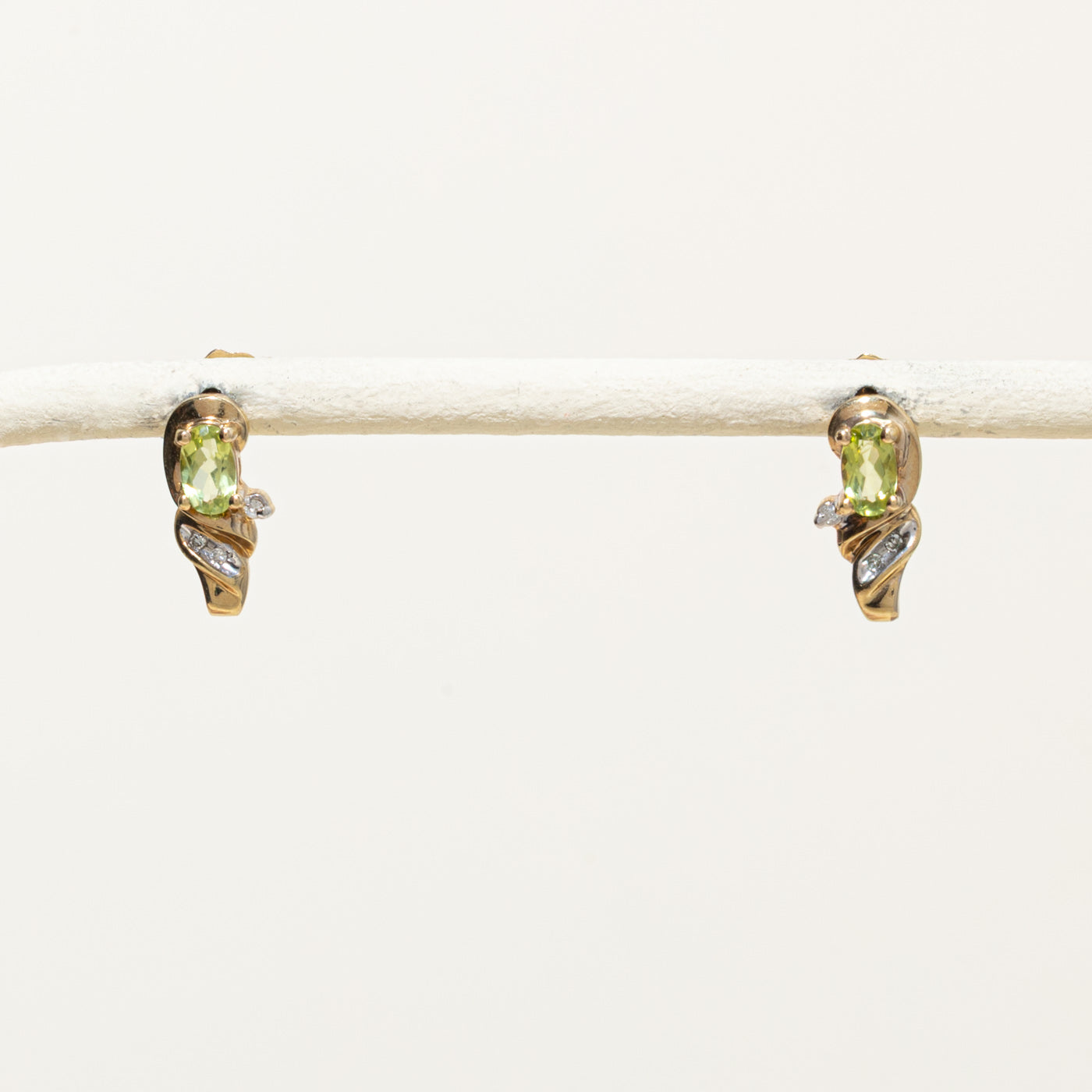 10k Peridot & Diamond Earrings | 0.40ctw, 0.03ctw