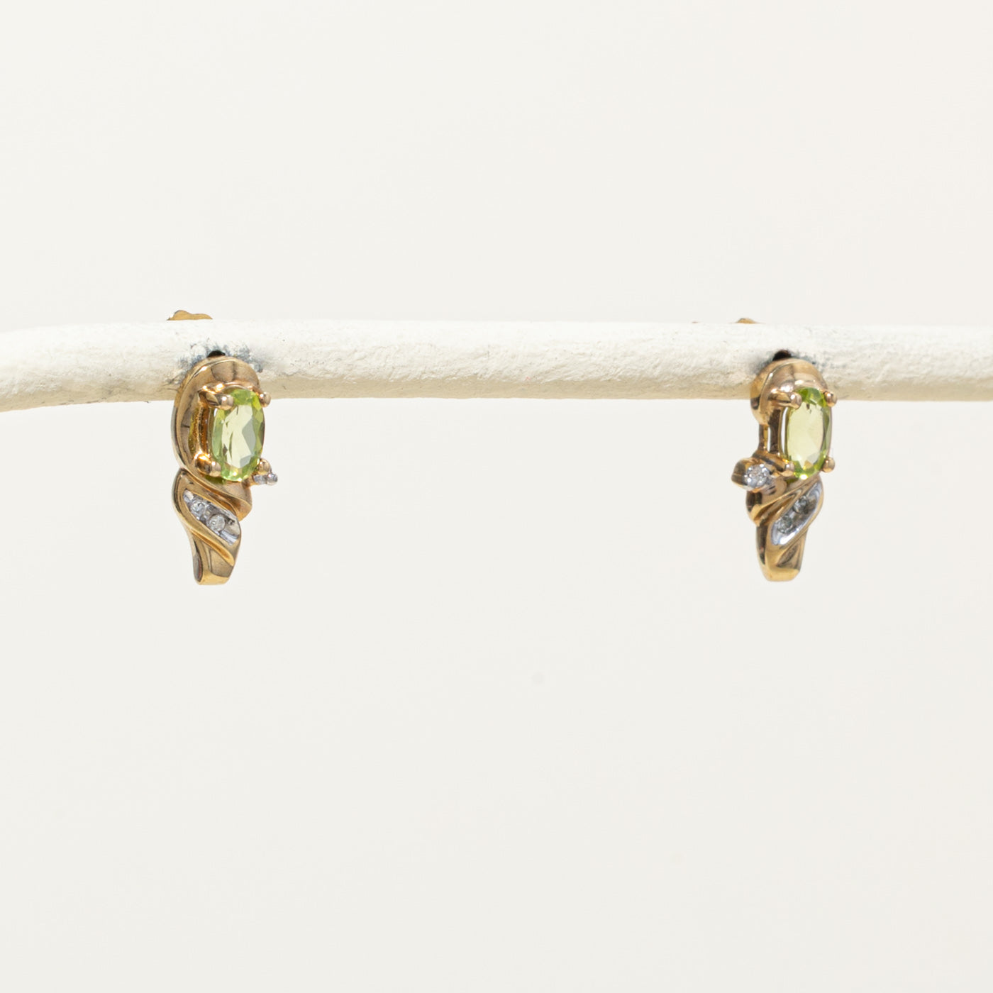 10k Peridot & Diamond Earrings | 0.40ctw, 0.03ctw