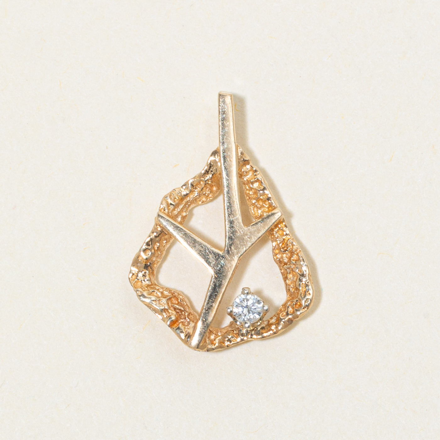 14k Diamond Nuggety Abstract Pendant