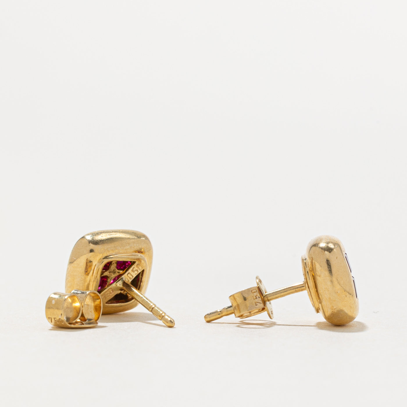 18k Invisible Set Ruby Stud Earrings | 0.28ctw