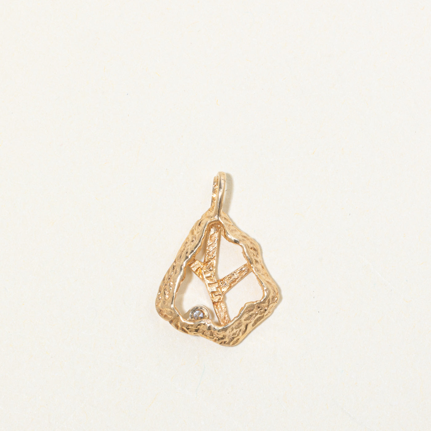 14k Diamond Nuggety Abstract Pendant