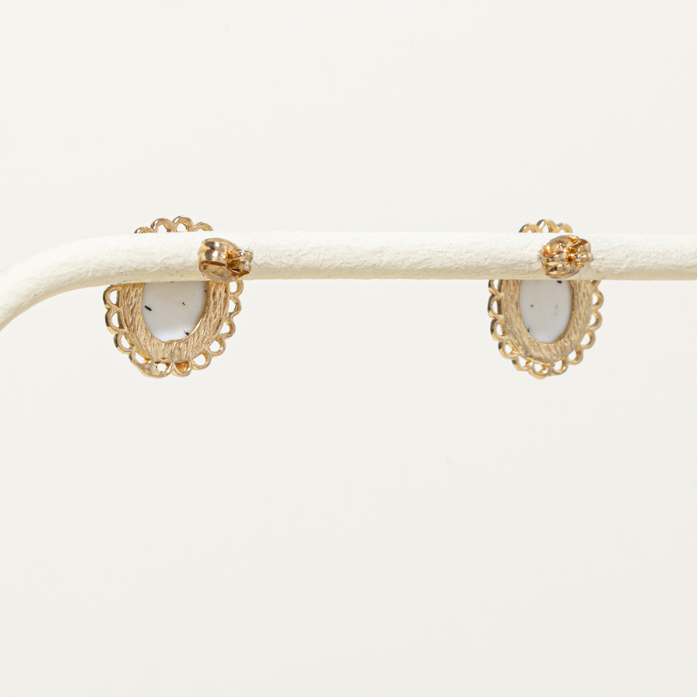 10k Floral Porcelain Stud Earrings