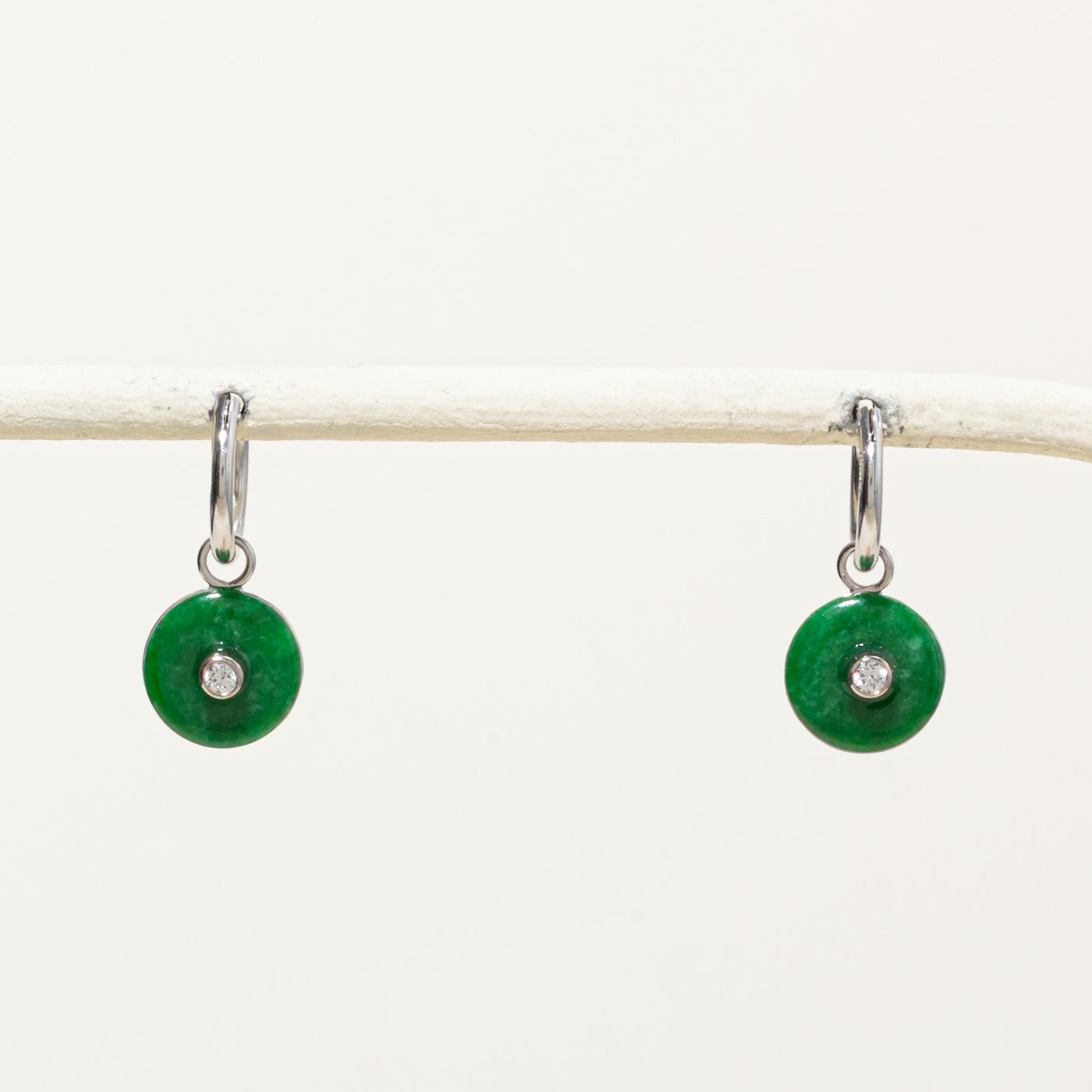 18k Jadeite Donut & Diamond Drop Earrings | 0.60ctw, 0.05ctw