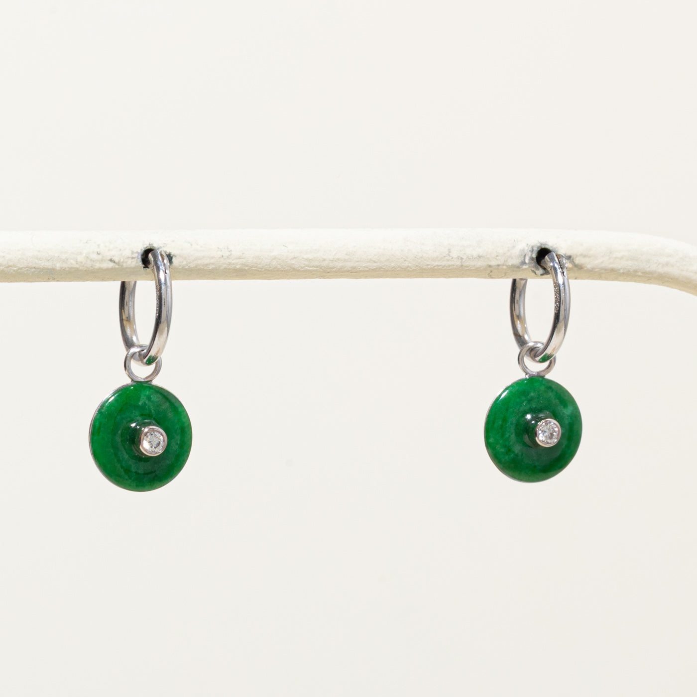 18k Jadeite Donut & Diamond Drop Earrings | 0.60ctw, 0.05ctw