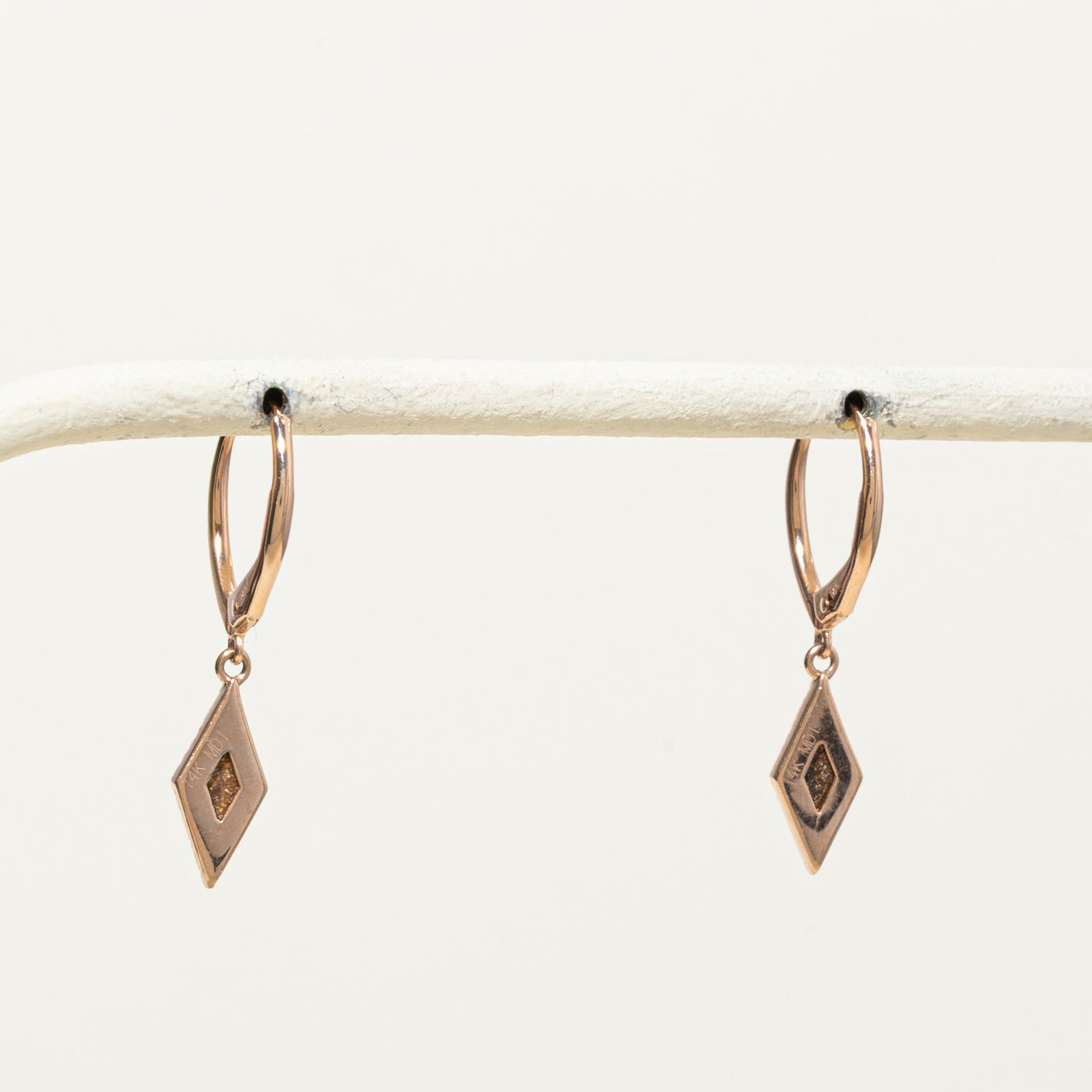 14k Rose Gold Opal & Diamond Drop Earrings | 0.08ctw, 0.05ctw