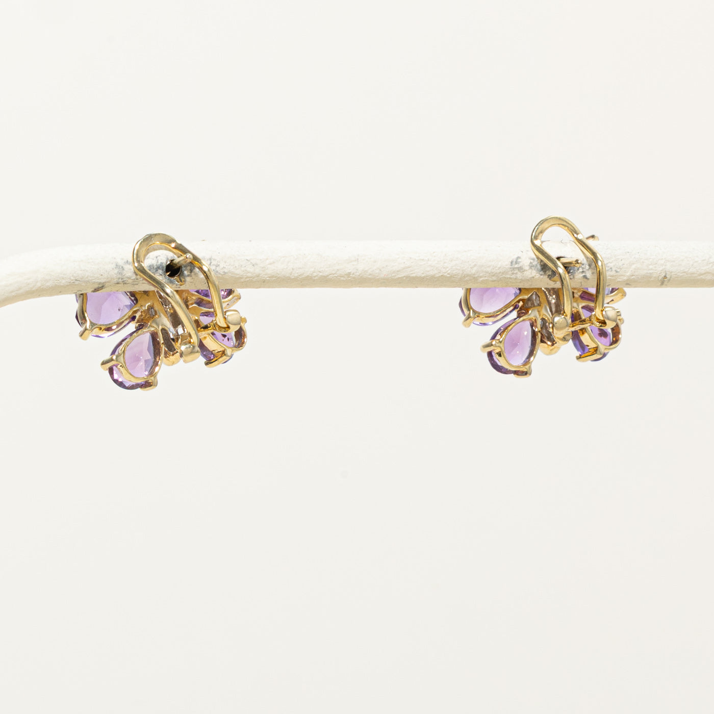 14k Amethyst & Diamond Butterfly Stud Earrings | 4.00ctw, 0.50ctw