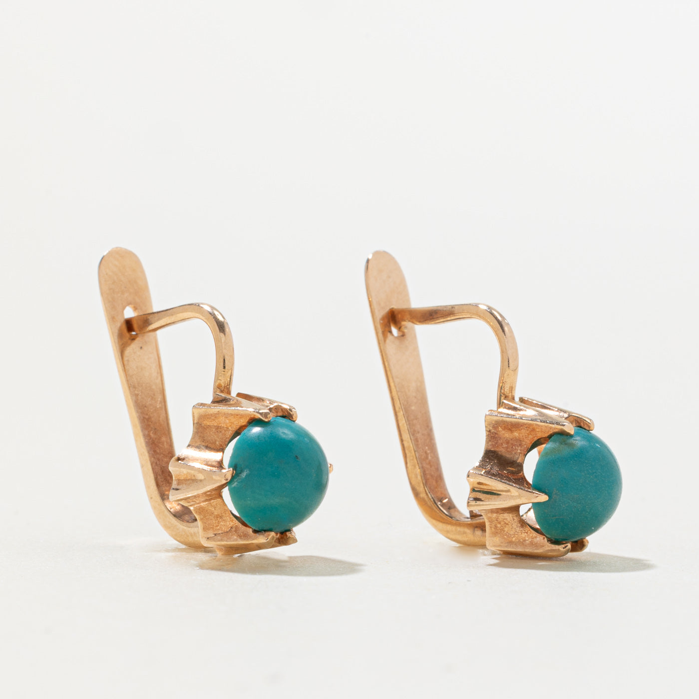 1983 Soviet Hallmarked Imitation Turquoise Earrings | 2.00ctw