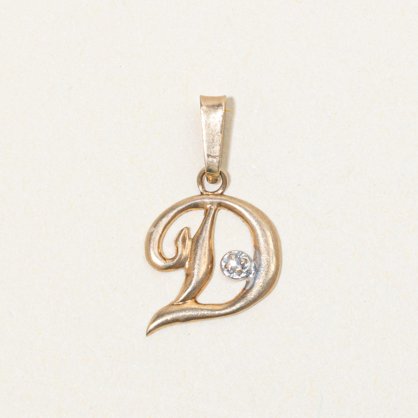 10k Diamond "D" Initial Pendant
