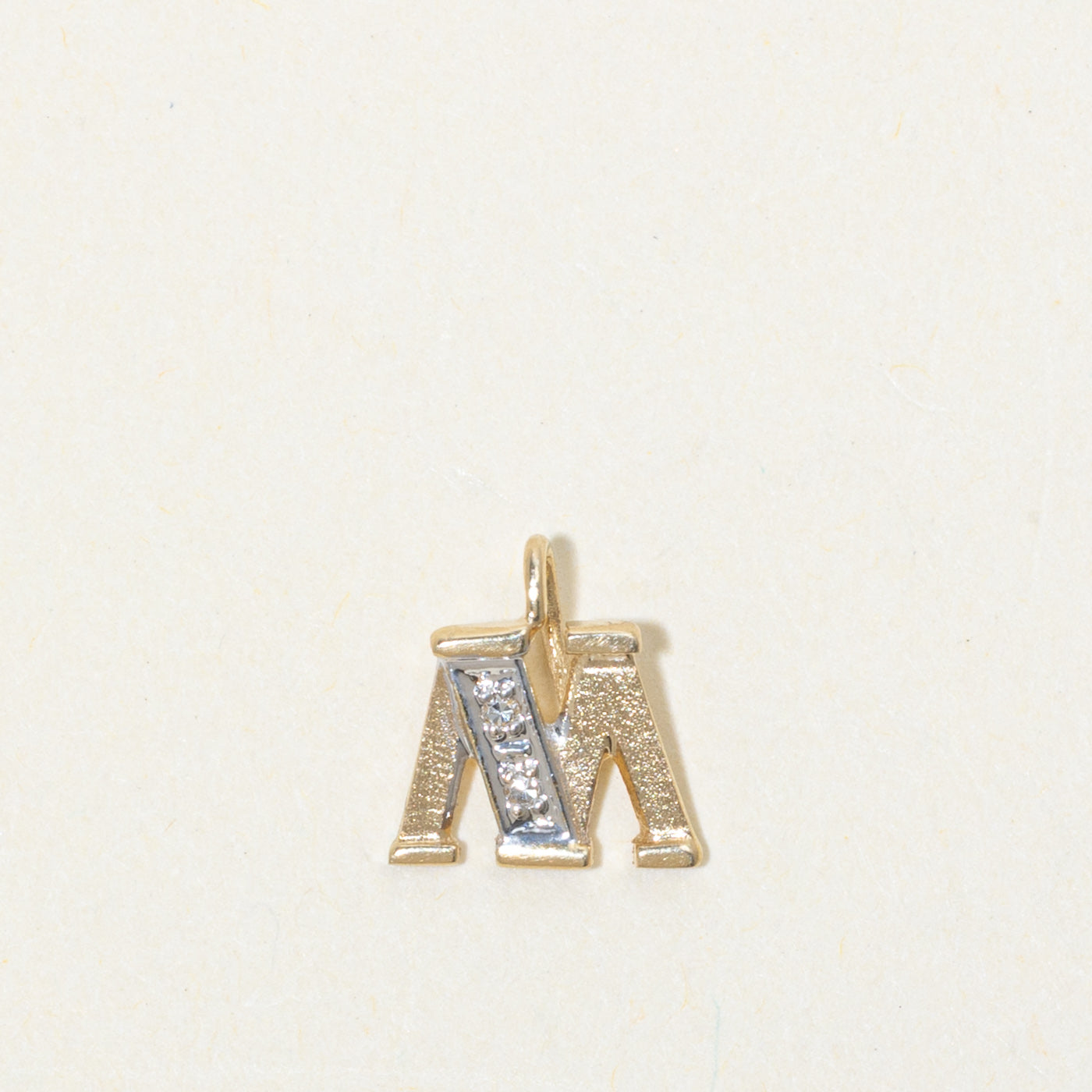 14k Diamond "M" Initial Pendant