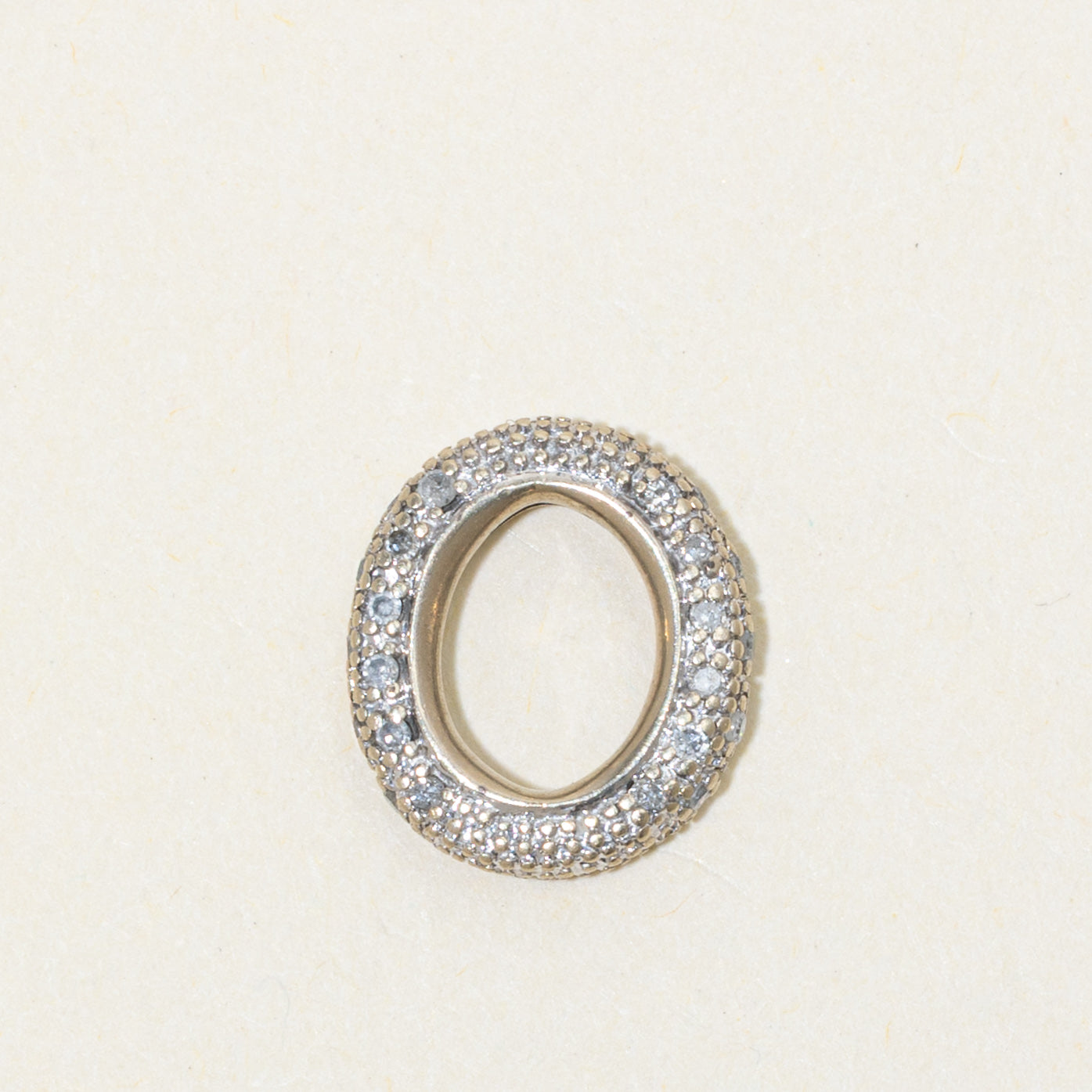 14k Pavé Set Diamond Oval Pendant