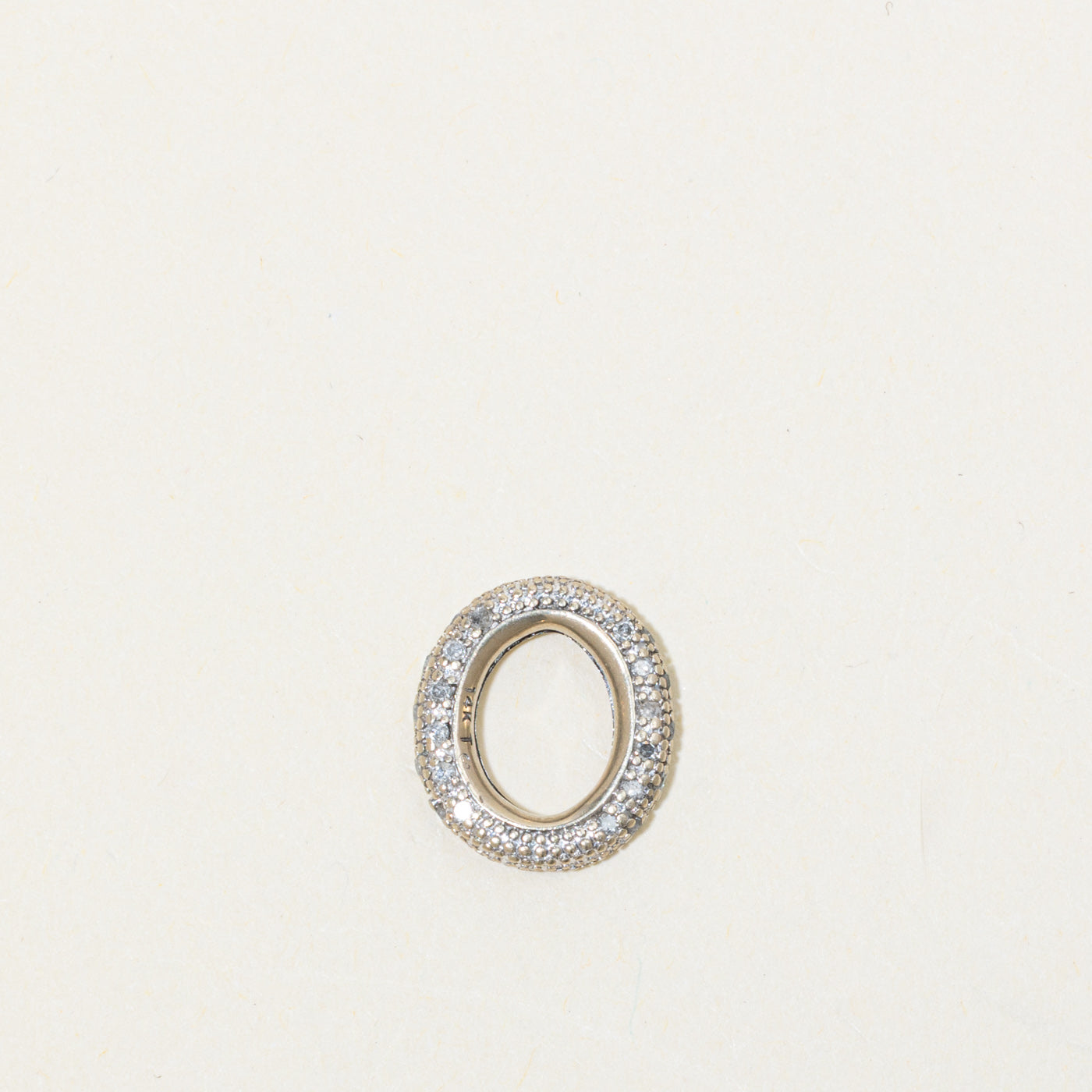 14k Pavé Set Diamond Oval Pendant