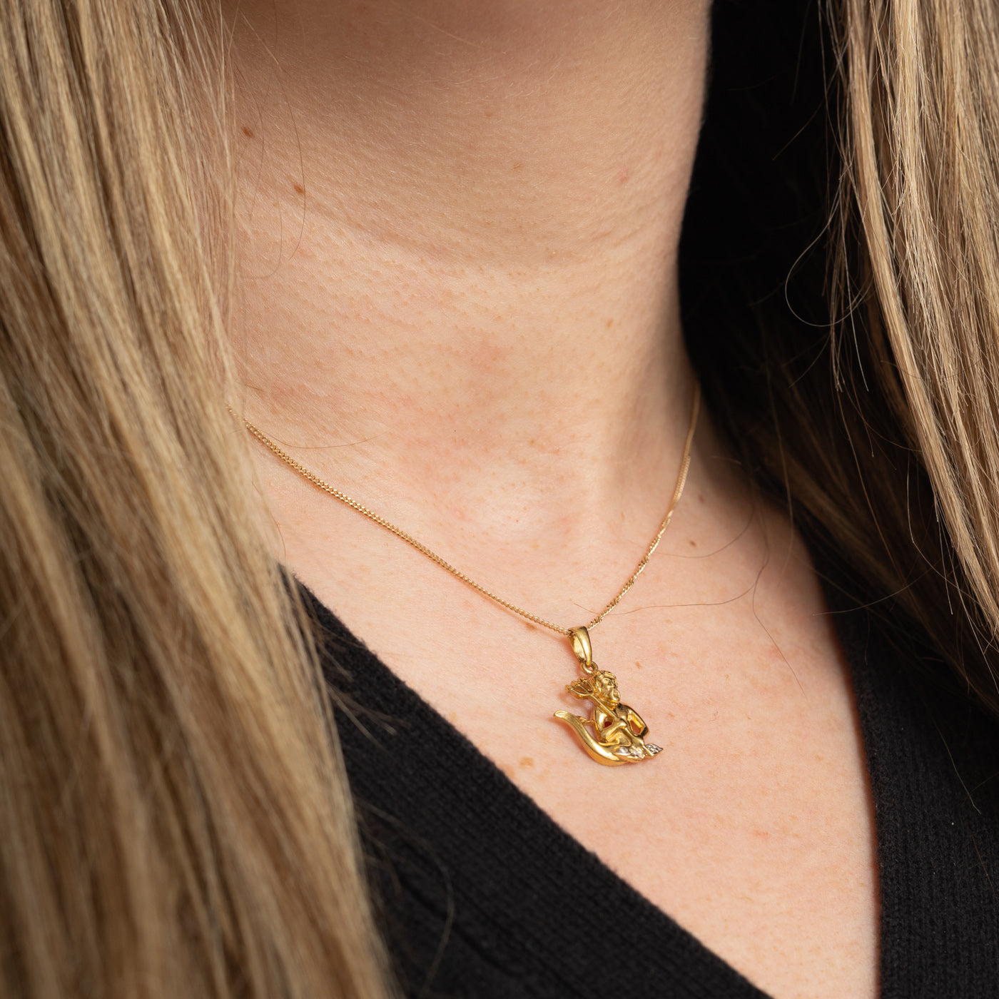 14k Aquarius Poseidon Zodiac Pendant
