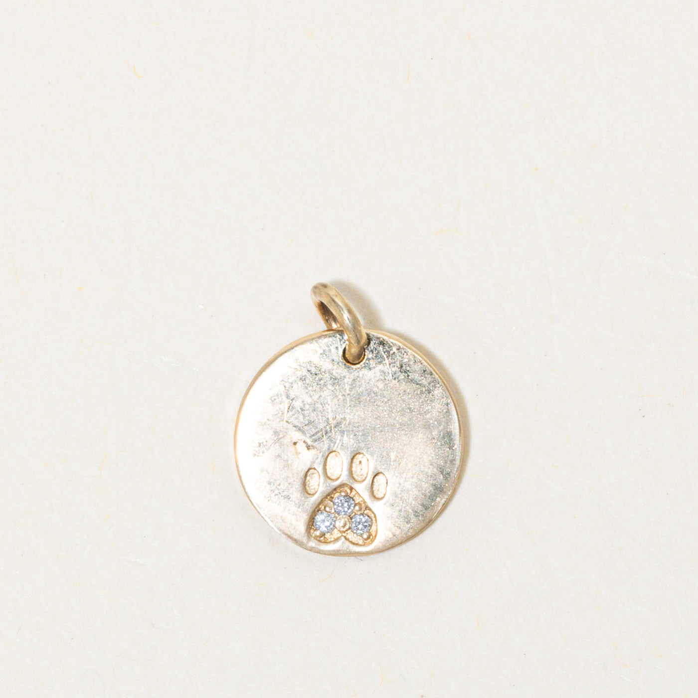 14k Diamond Paw Print Charm