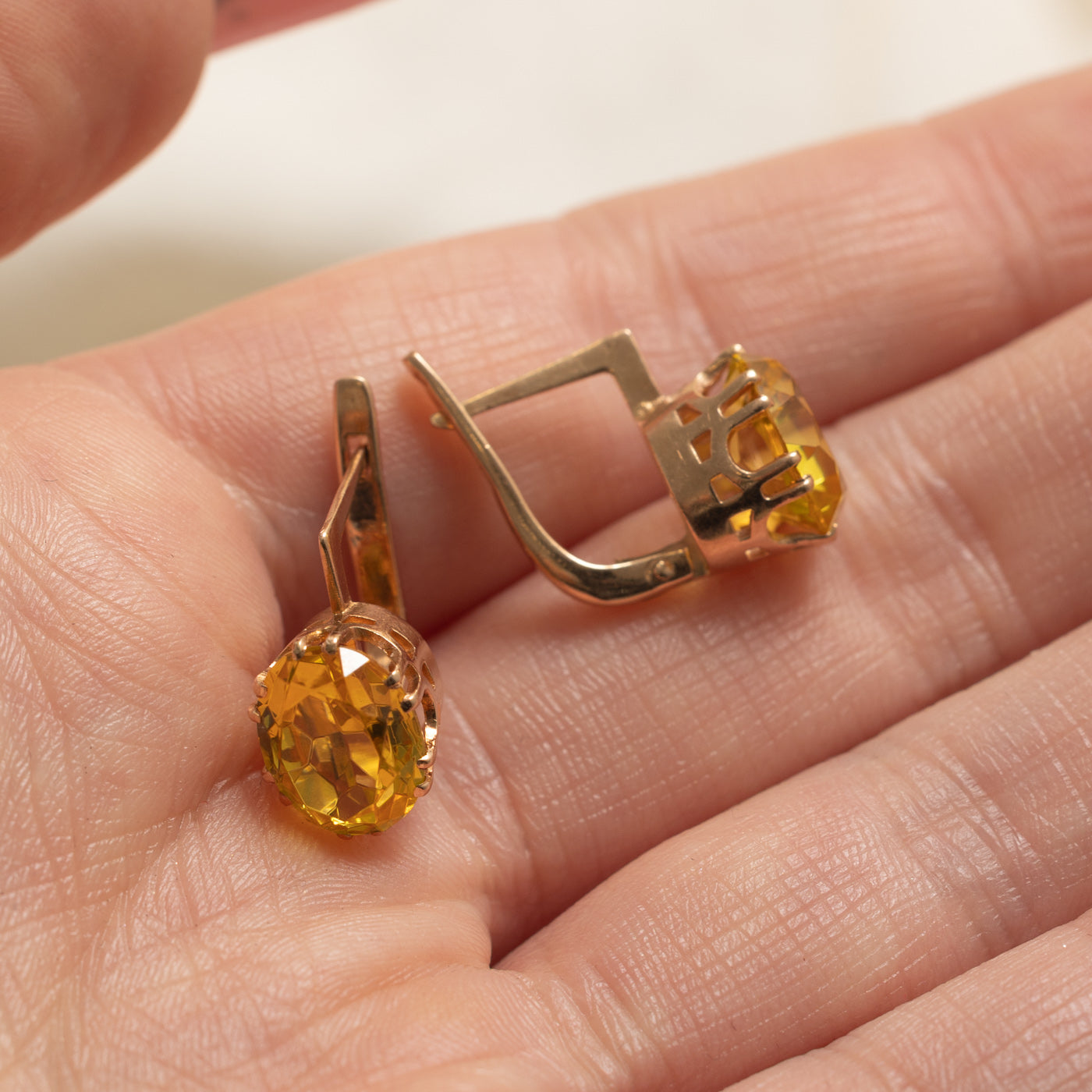 1974 Soviet Hallmarked Synthetic Sapphire Leverback Earrings | 6.20ctw