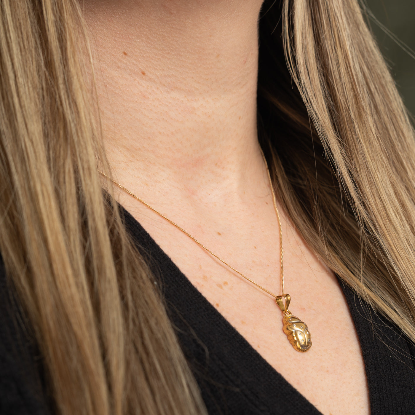 19k Diamond Scarab & Ankh Cross Pendant