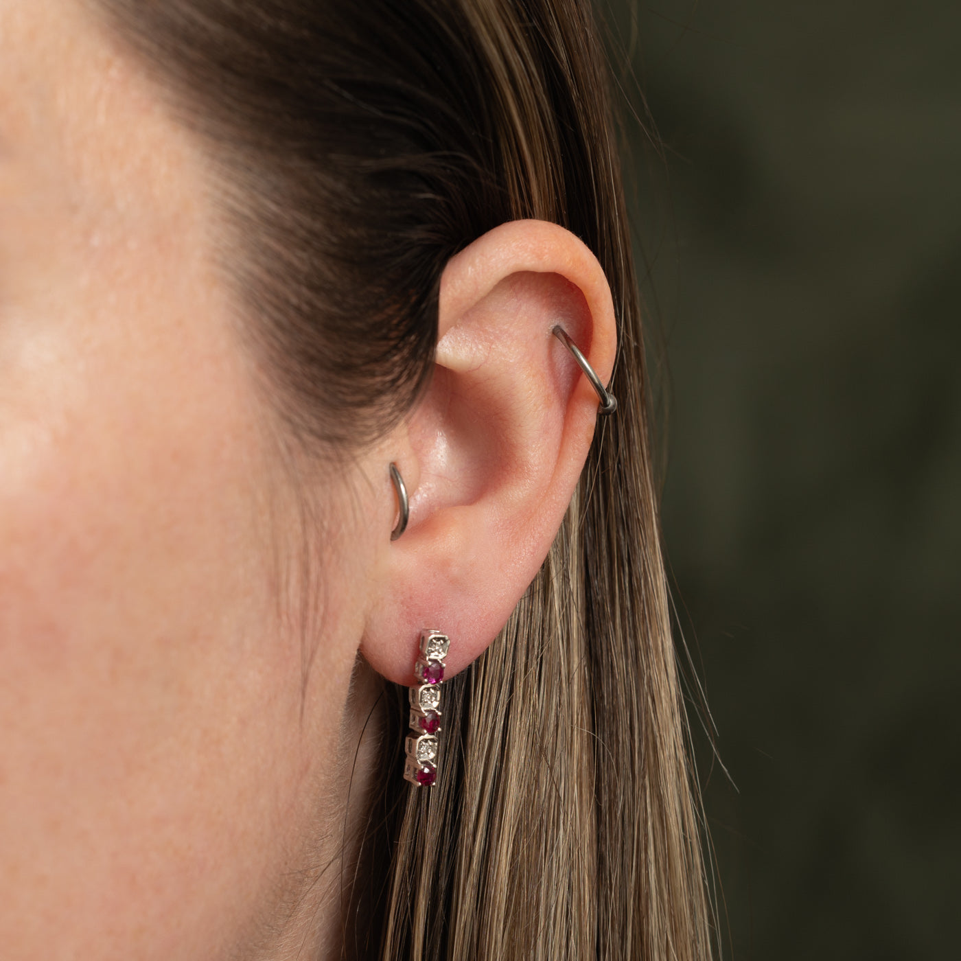 14k Ruby & Diamond Drop Earrings | 0.60ctw, 0.03ctw