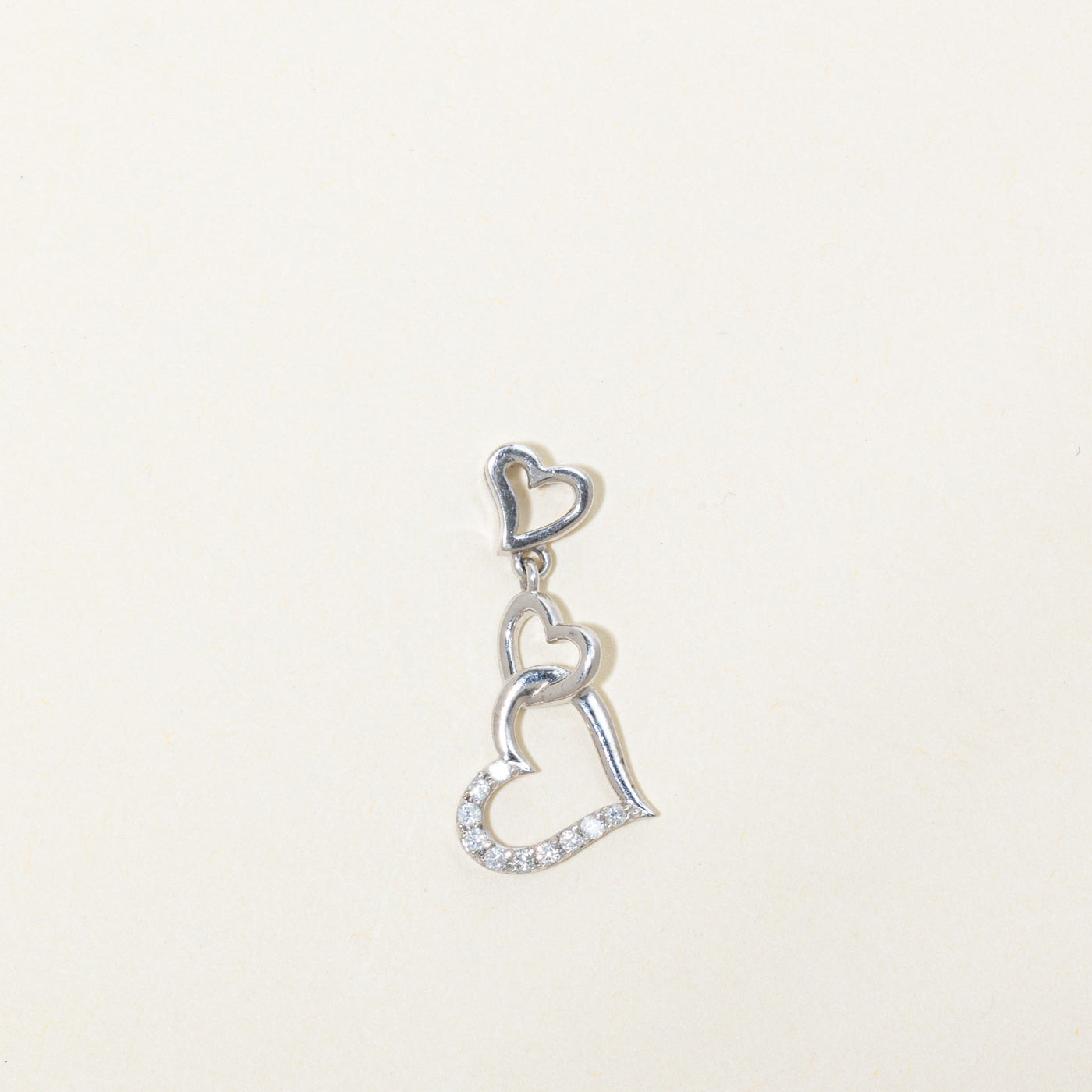 10k Diamond Dangling Hearts Pendant