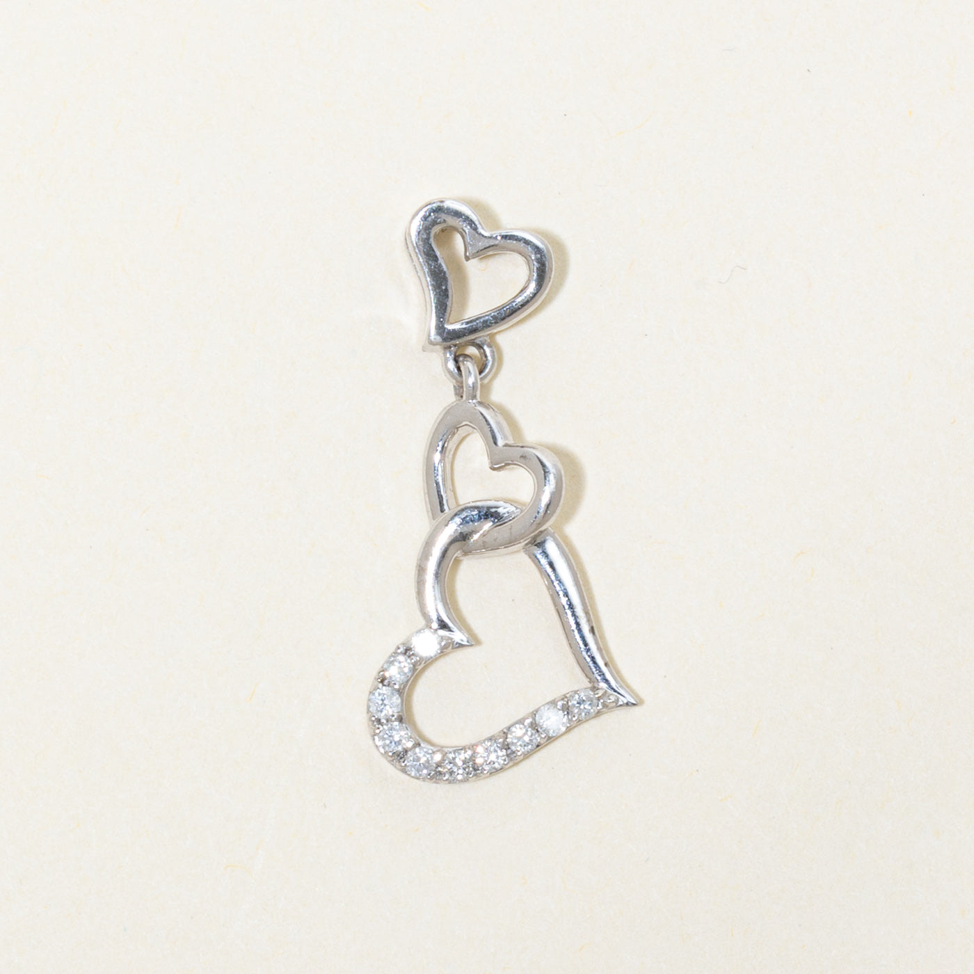 10k Diamond Dangling Hearts Pendant