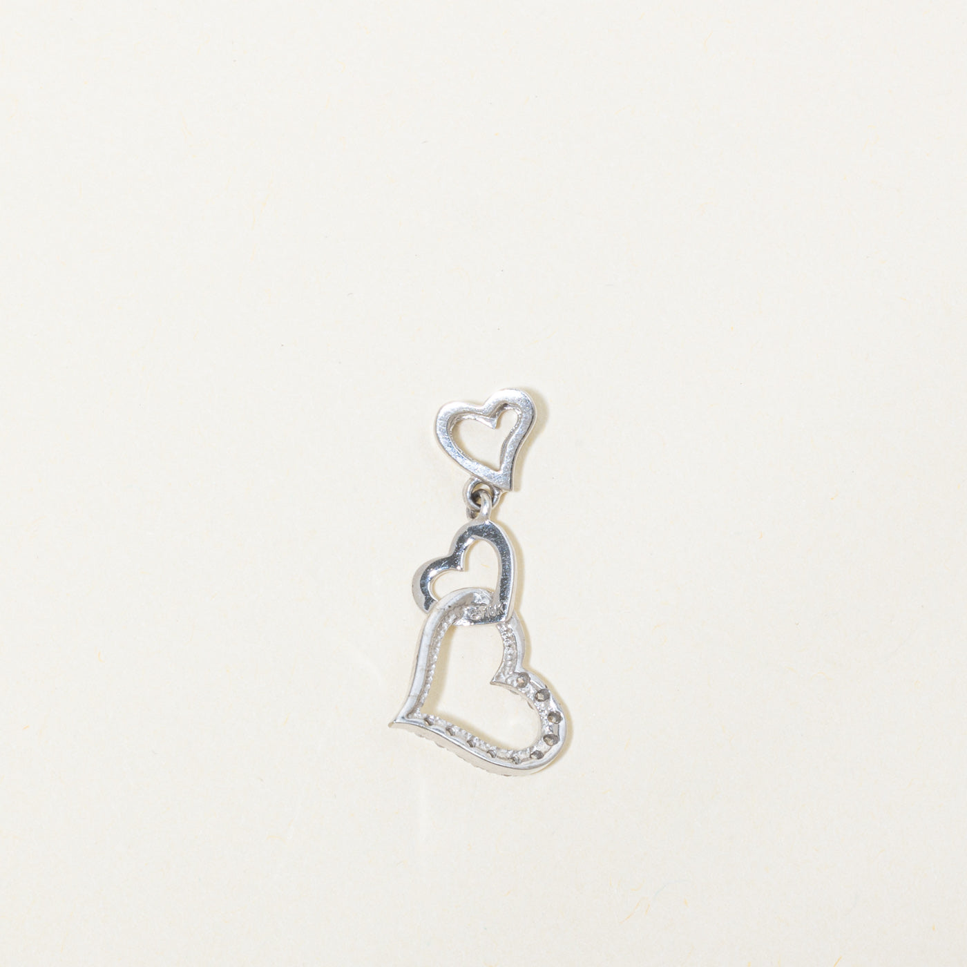 10k Diamond Dangling Hearts Pendant
