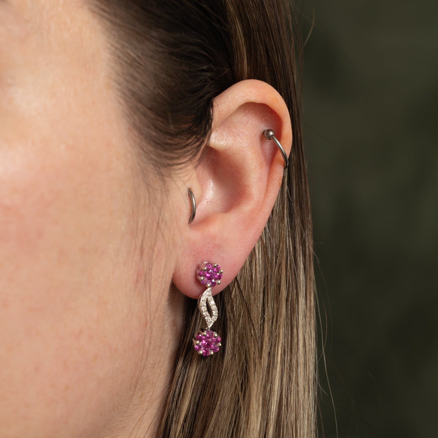 18k Synthetic Sapphire & Natural Diamond Drop Earrings | 1.95ctw, 0.21ctw