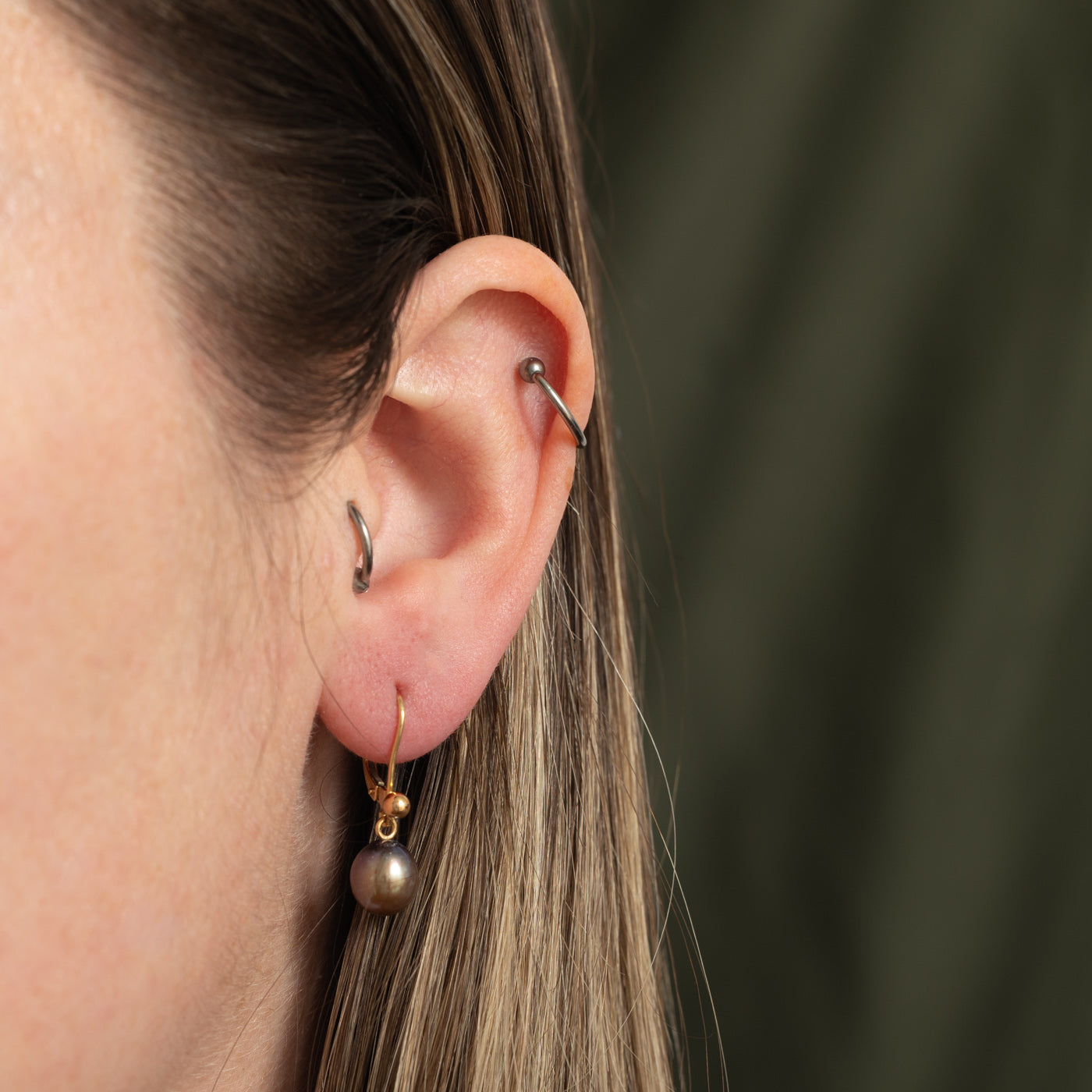 14k Black Pearl Drop Earrings