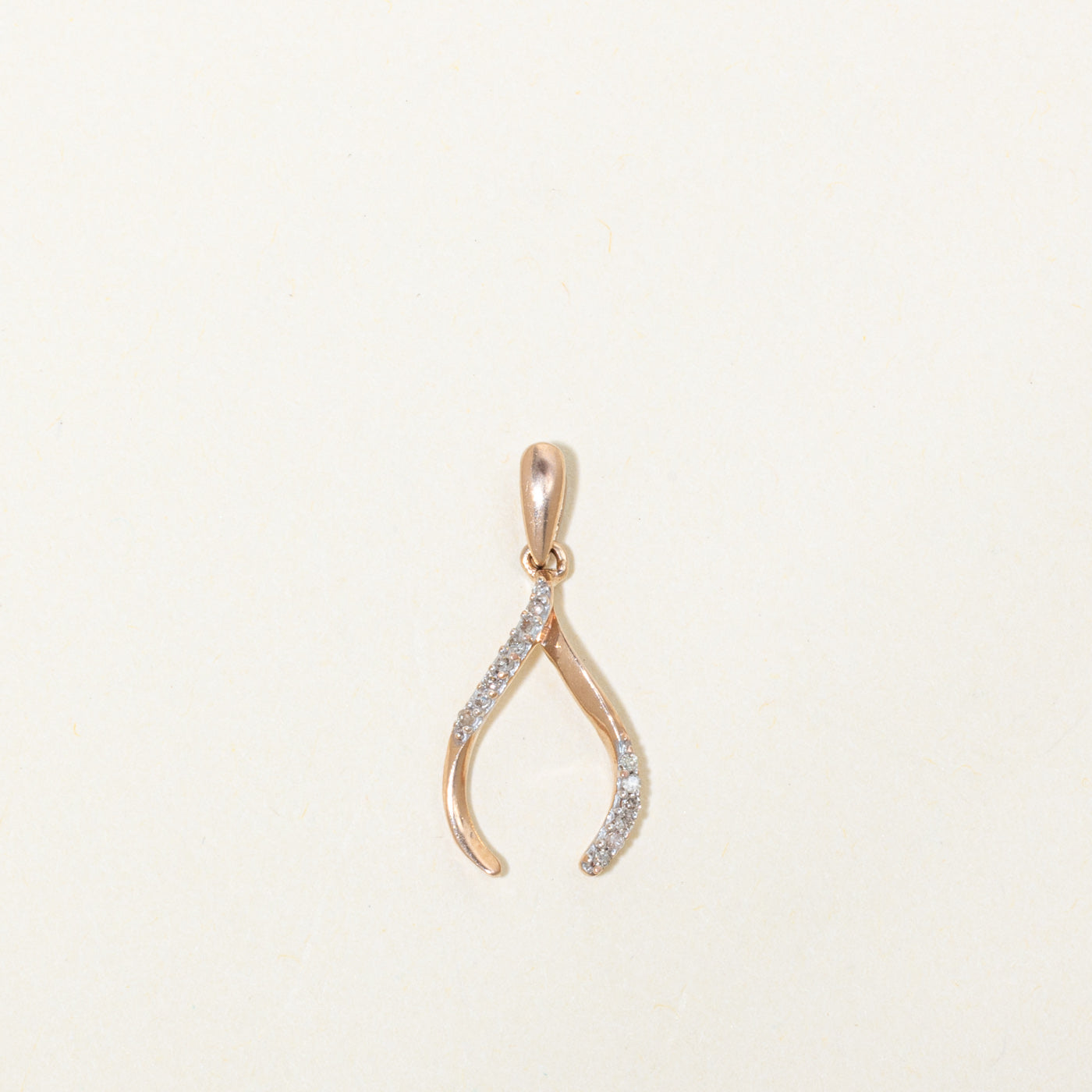 10k Rose Gold Diamond Wishbone Pendant