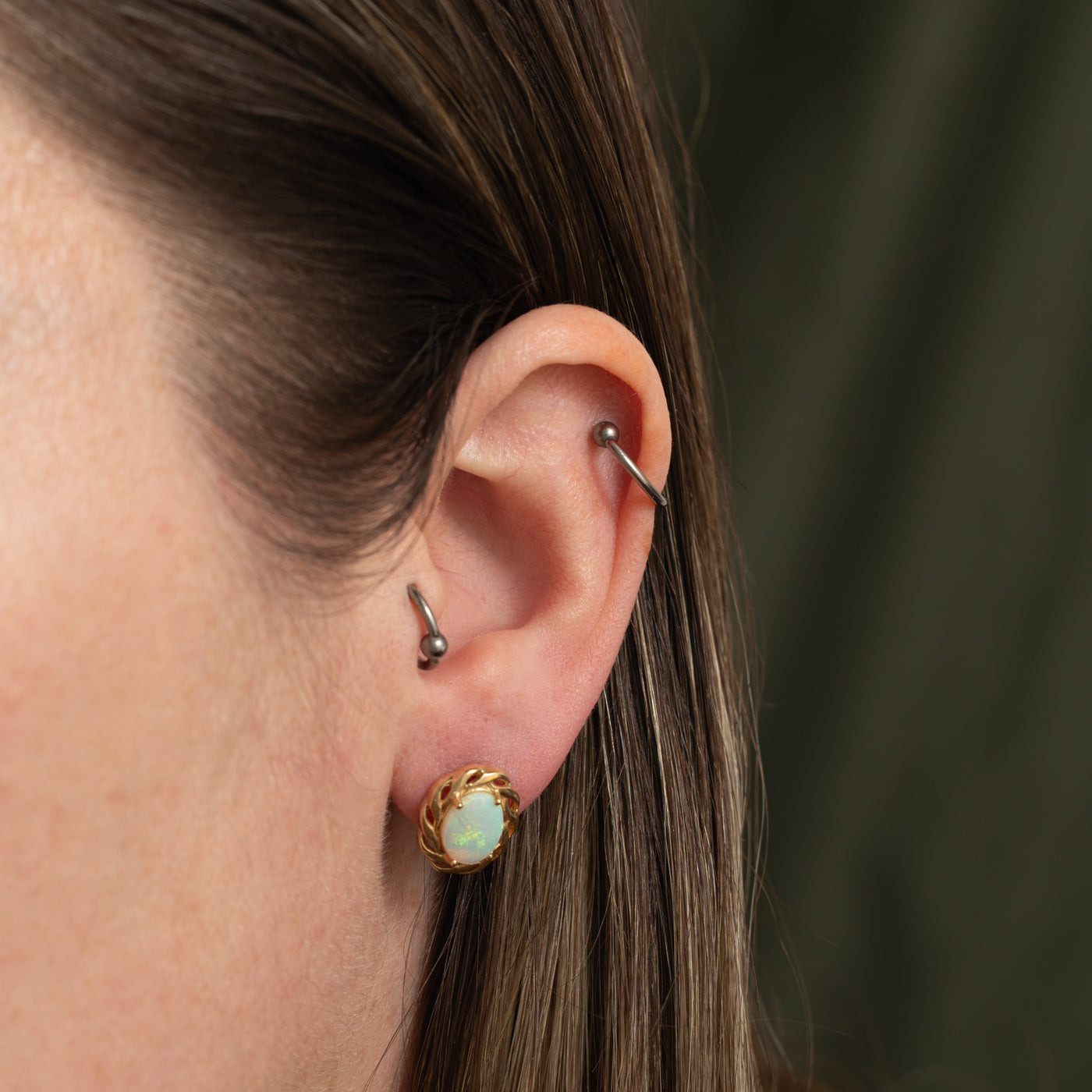 14k Opal Rope Design Stud Earrings | 1.20ctw