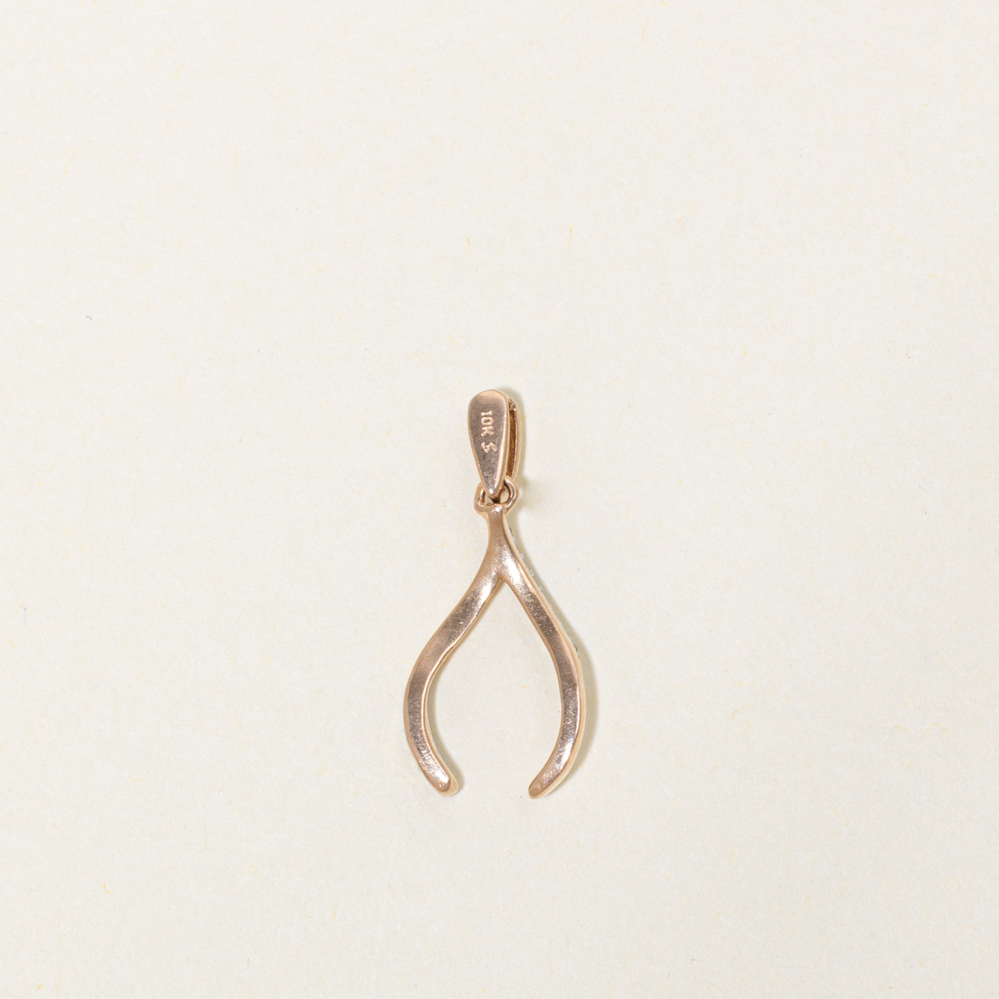 10k Rose Gold Diamond Wishbone Pendant